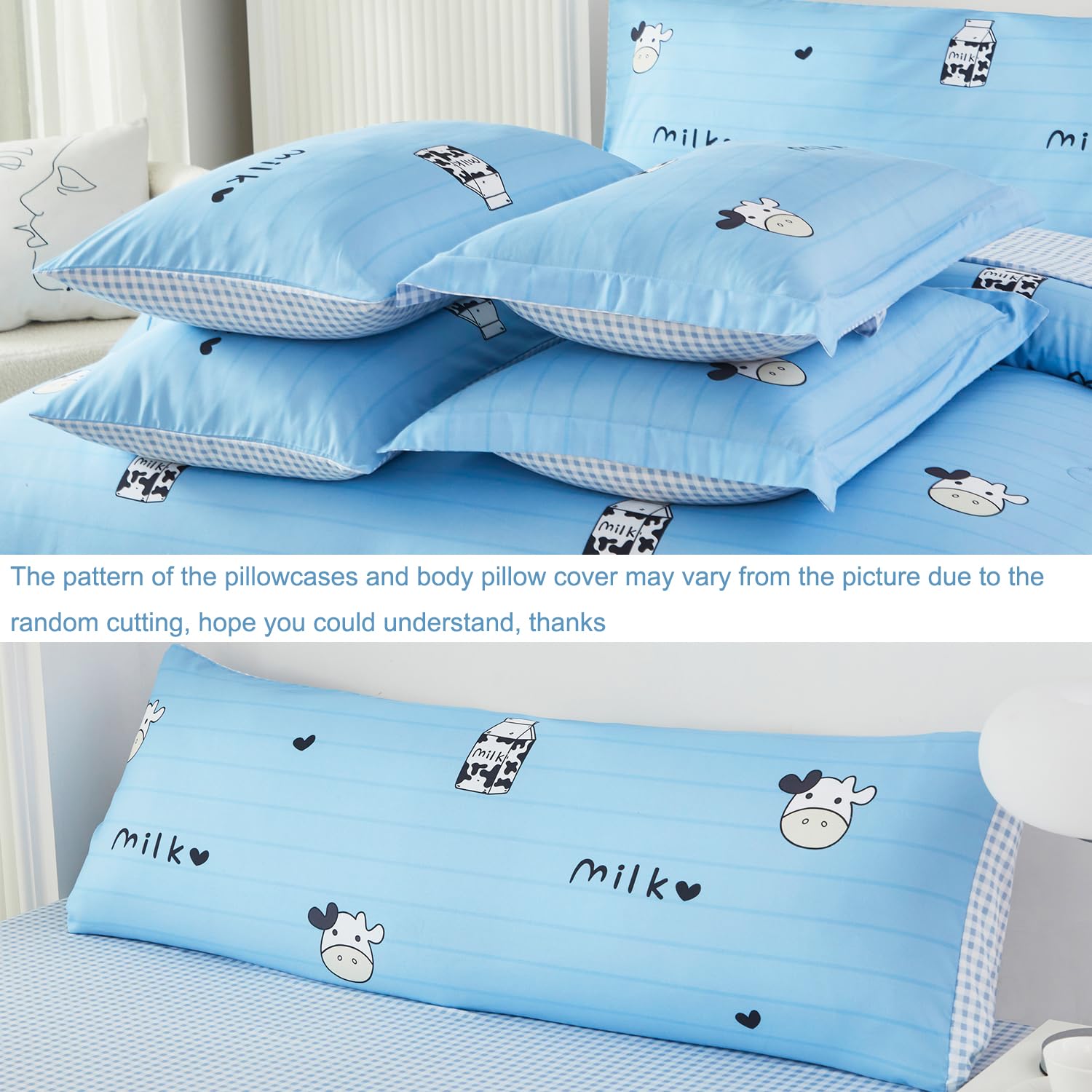 SUCSES Full Size Comforter Set with Sheets 8 Piece Cow Print Bedding Set for Boys Girls Black and White Kids Bed-in-A-Bag Farmhouse Rustic Bed Set for Bedroom (Milk Cow, Full)