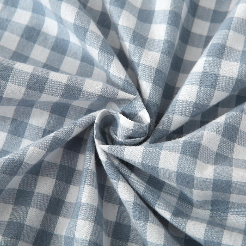 Silnuo Green/White Plaid Ruffled Queen Size Pillow Shams Set of 2,Washed Cotton Shabby Checkered Gingham Farmhouse Bed Pillow Covers 20"x30"