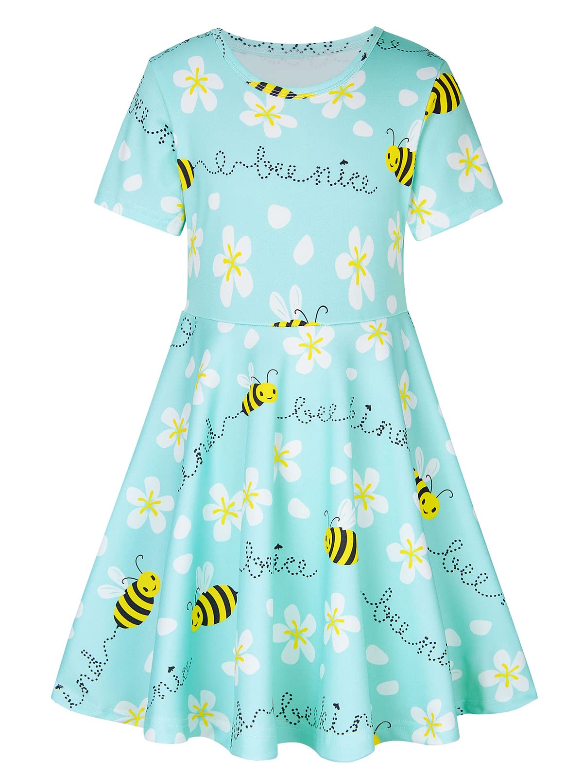 ALISISTER Little Girls Dress Short Sleeve Toddler Summer Sundress 2-9T