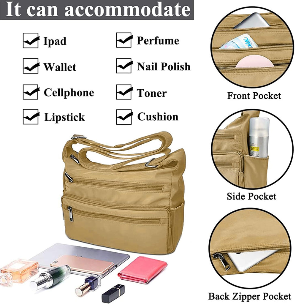 VOLGANIK ROCK RFID Purses for Women Fabric Nylon Multi Pocket Crossbody Bag Ladies Travel Handbag