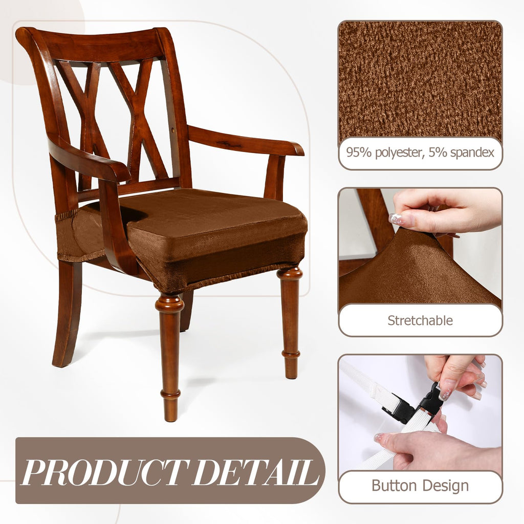 Havawish Large Dining Room Chair Seat Covers with Armrest Dining Chair Slip Covers Protectors(1 Pcs,Beige White)