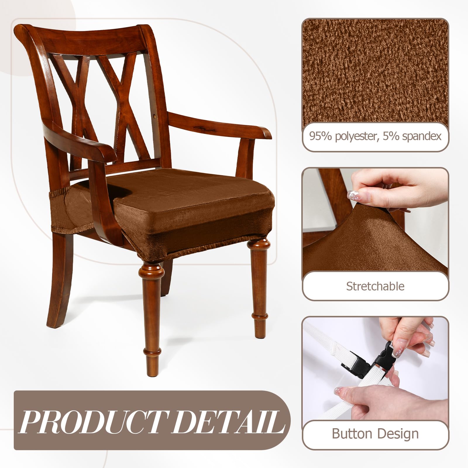 Havawish Large Dining Room Chair Seat Covers with Armrest Dining Chair Slip Covers Protectors(1 Pcs,Beige White)