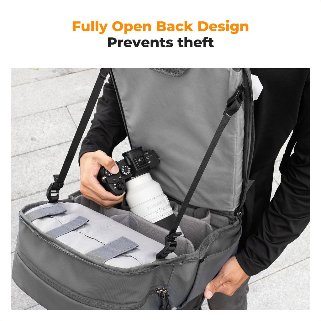 K&F CONCEPT Camera Backpack, Camera Bags for Photographers Dslr Cameras Compatible for Canon Nikon Sony DJI Mavic Drone, 20L Large Capacity Bag Cover 15.6 Inch Laptop Camera Cases with Raincover