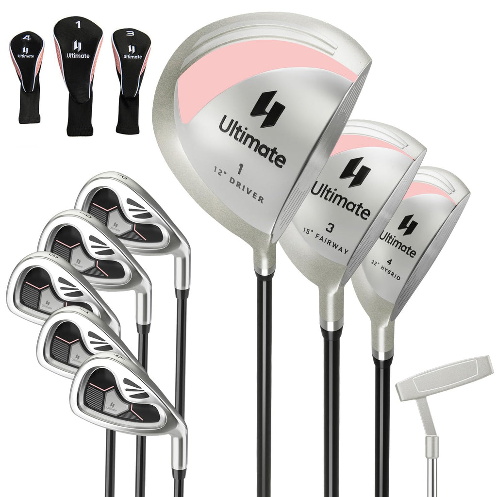 Tangkula 9/10/12 Pieces Women's Complete Golf Clubs Set, Golf Club Package Set with 460CC Driver, Fairway Wood & Hybrid, Irons, Putter, Portable Regular Golf Club Set