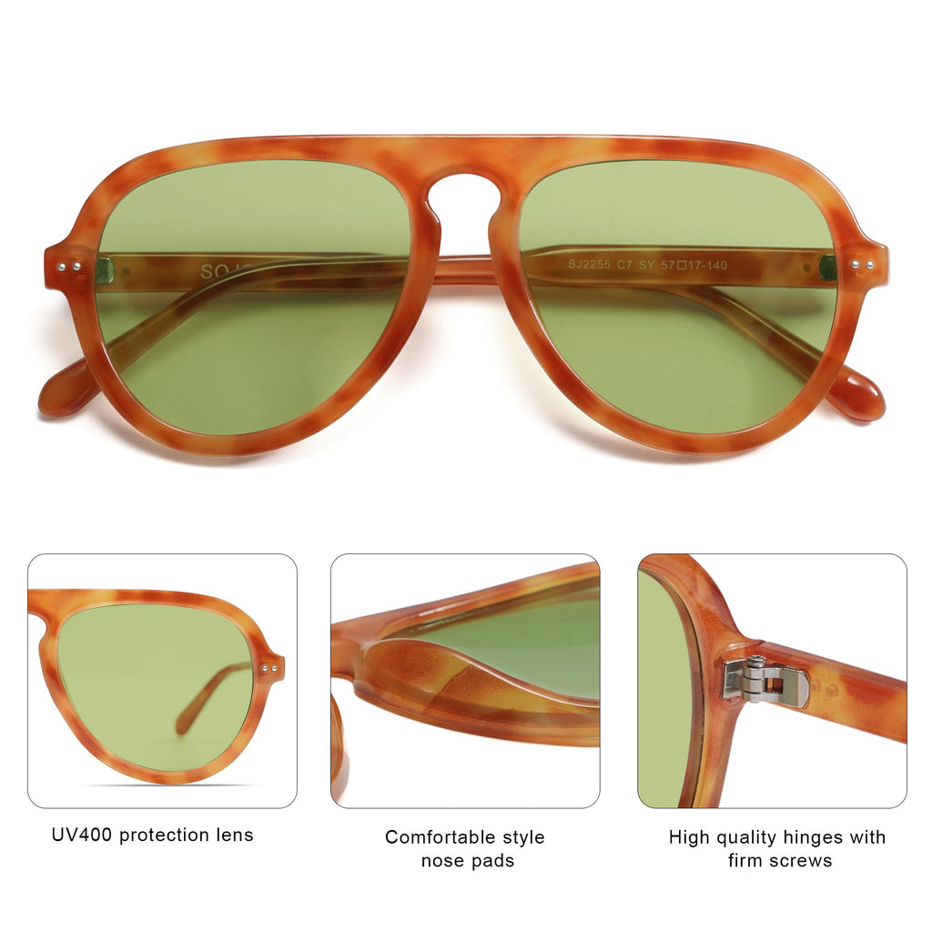 SOJOS Retro Aviator Sunglasses Womens Mens Vintage Plastic Frame Shades Lentes De Sol Para Mujer SJ2255