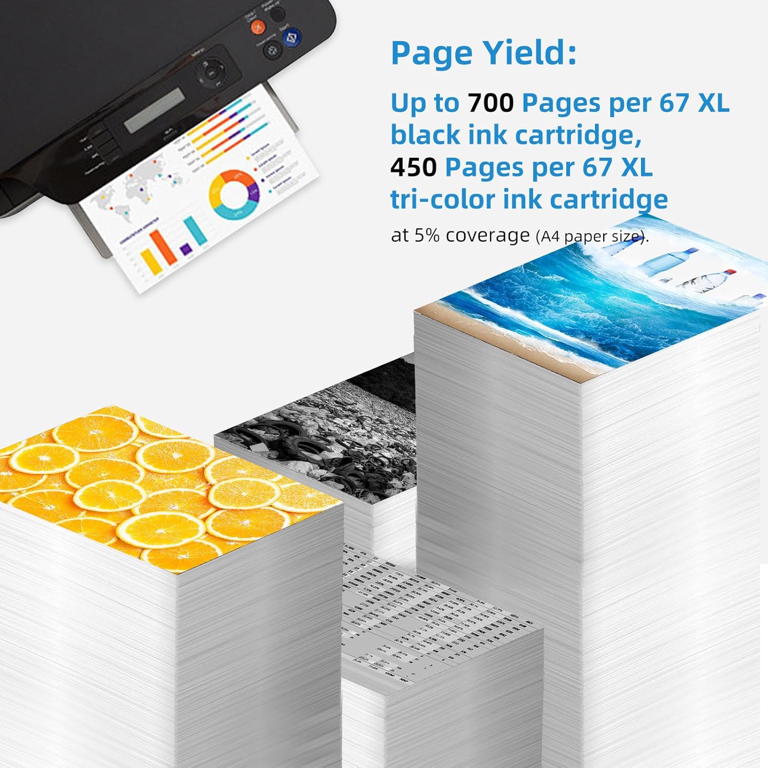 Relcolor 67XL Black Ink Cartridge Replacement for HP 67 XL 2 Pack for HP67 HP67XL for 2855e 2827e 2700 2755e 4100 4255e 6400 2852e 2752e 2700e 4227e 4100e 4155e 6455e 6000 6400e 2742e 2734e 6458e 4200