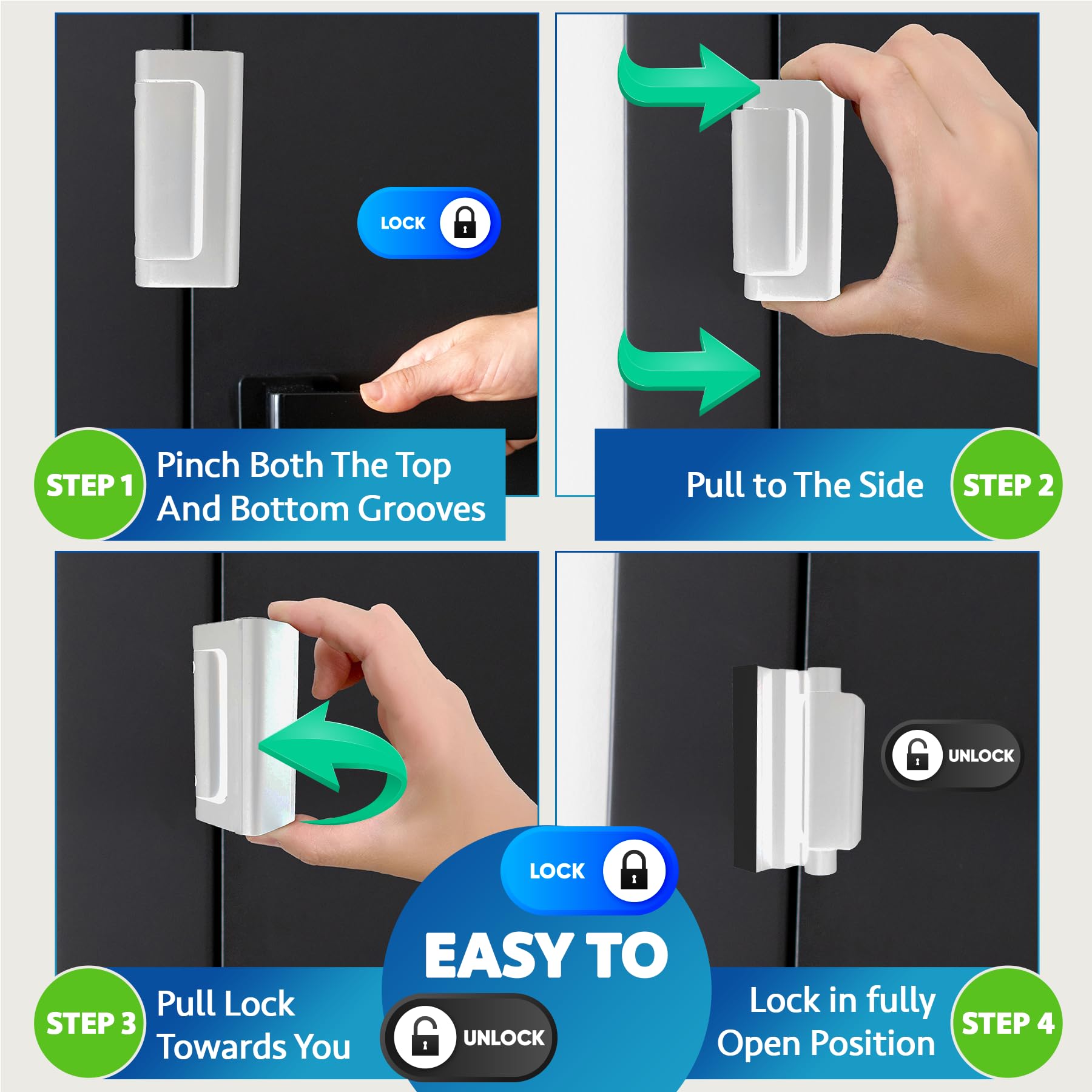 Dwell+Good Door Locks (2-Pack) - Easy To Install Aluminum Home Security Door Locks for Front Door - Child Proof Door Lock for Kids Safety - Withstand 800 lb of Force & Tamper Proof Top Door Lock Latch