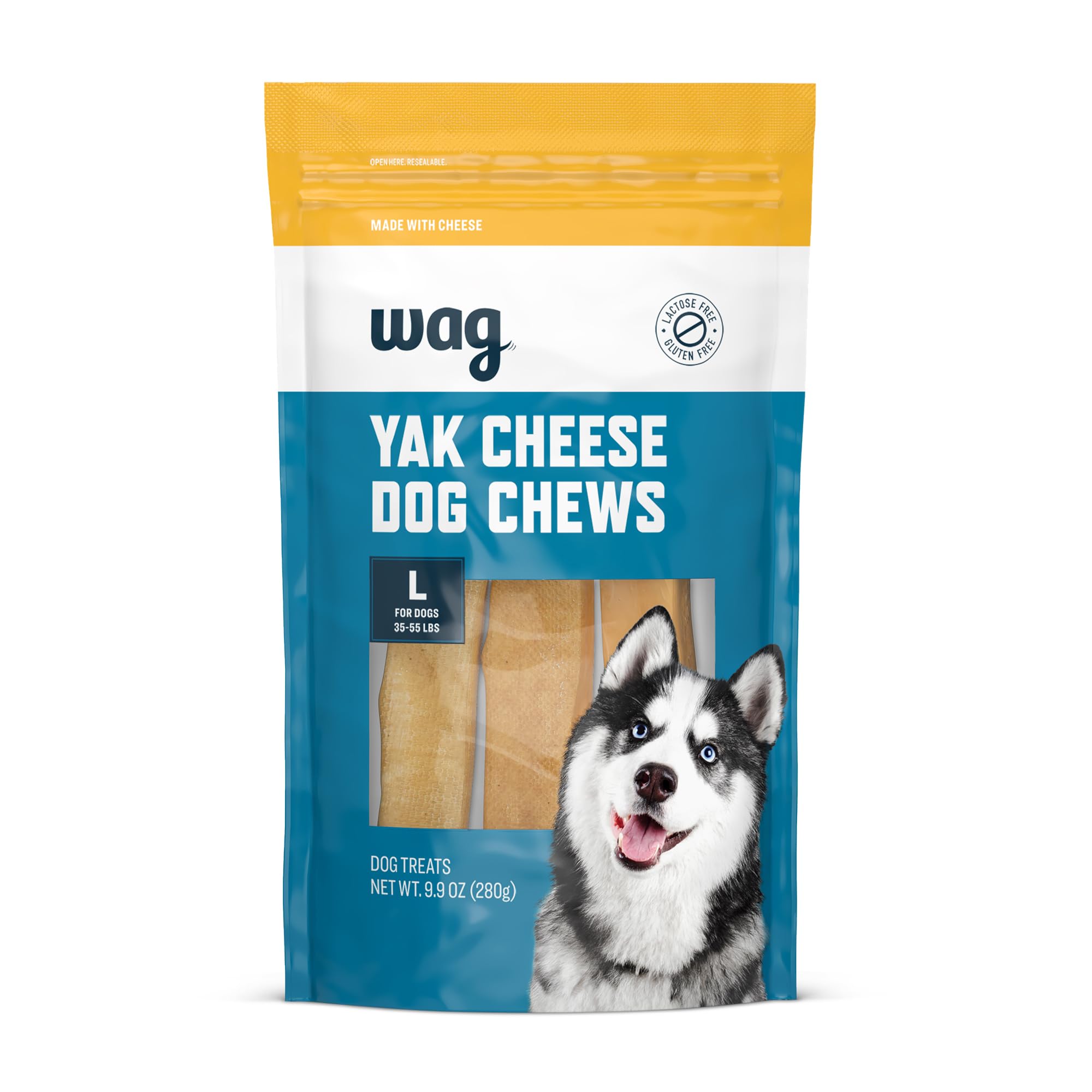 Amazon Brand - Wag Yak Cheese Himalayan Dog Chews, Dog Treats for Small Size Dogs, All Natural, High Protein for Aggressive Chewers, 15lbs and Smaller, 3 Count, 3.3 oz