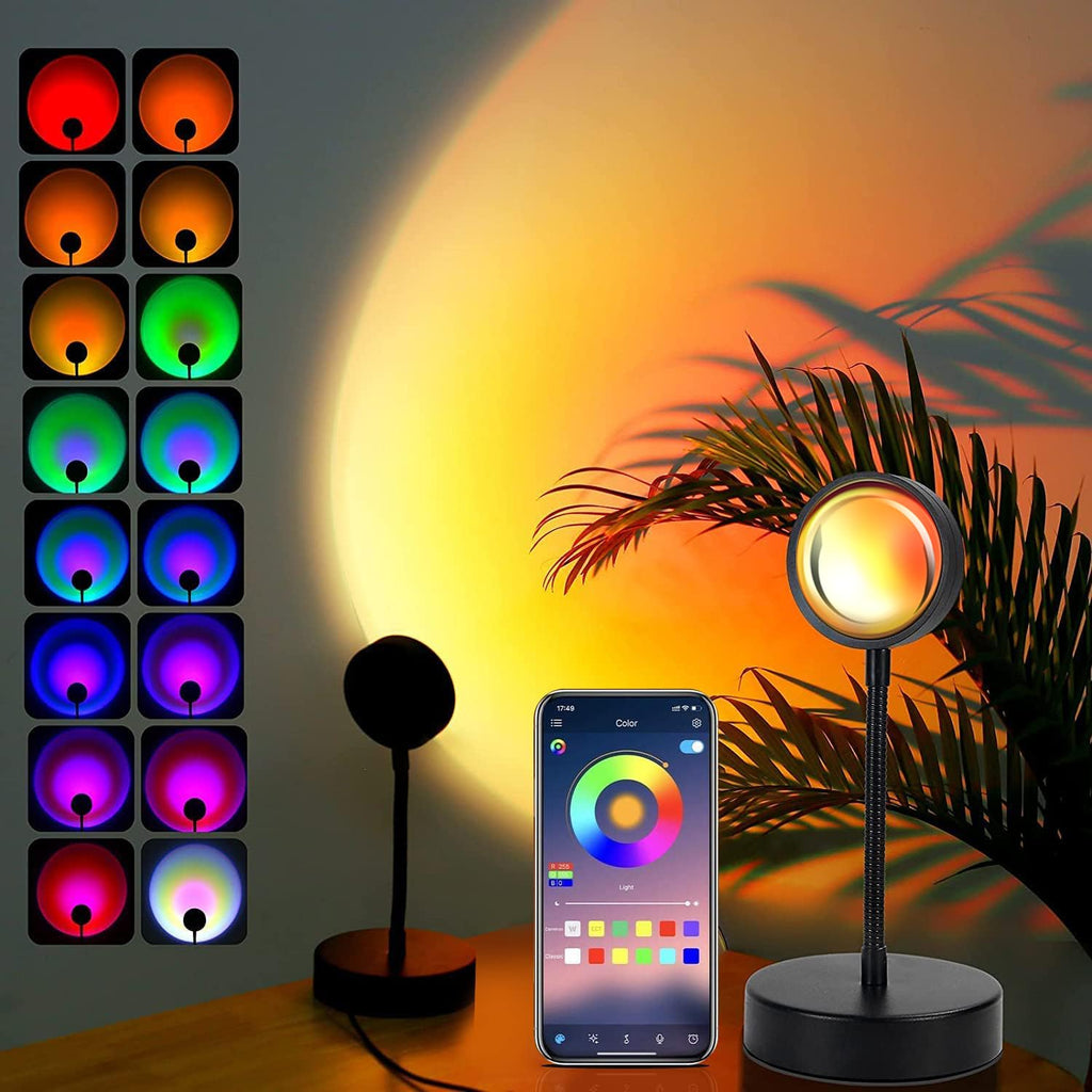 JIMEI Sunset Lamp Led Lights for Bedroom Aesthetic Room Decor Night Light Living Room Sun Sunlight Projector Christmas Decorations Gifts Party Orange