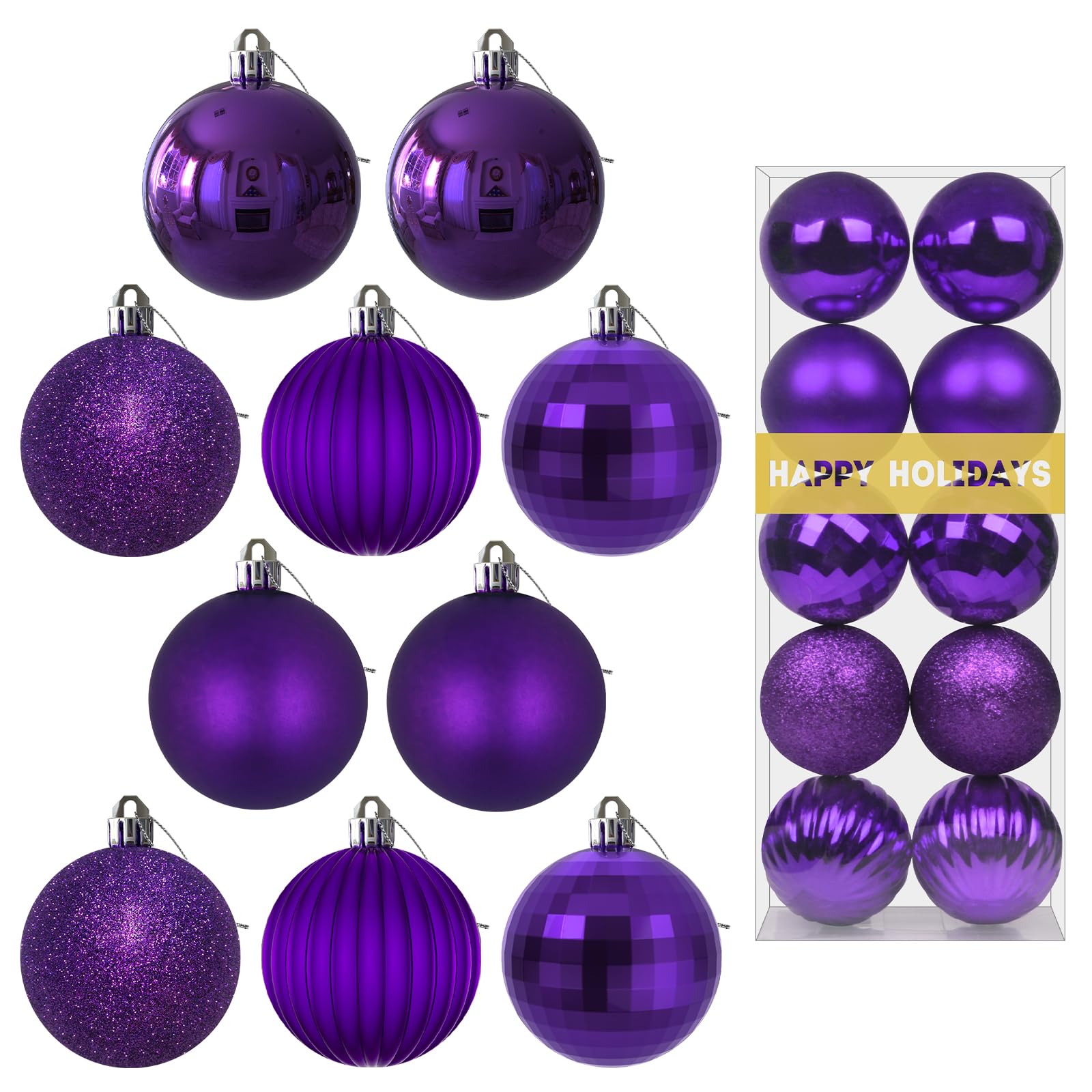 Bubblegun Pink 1.6" Small Christmas Balls Christmas Tree Decoration Ornaments Shatterproof Hanging Balls for Birthday Halloween Holiday Wedding Decorations Set of 12pcs