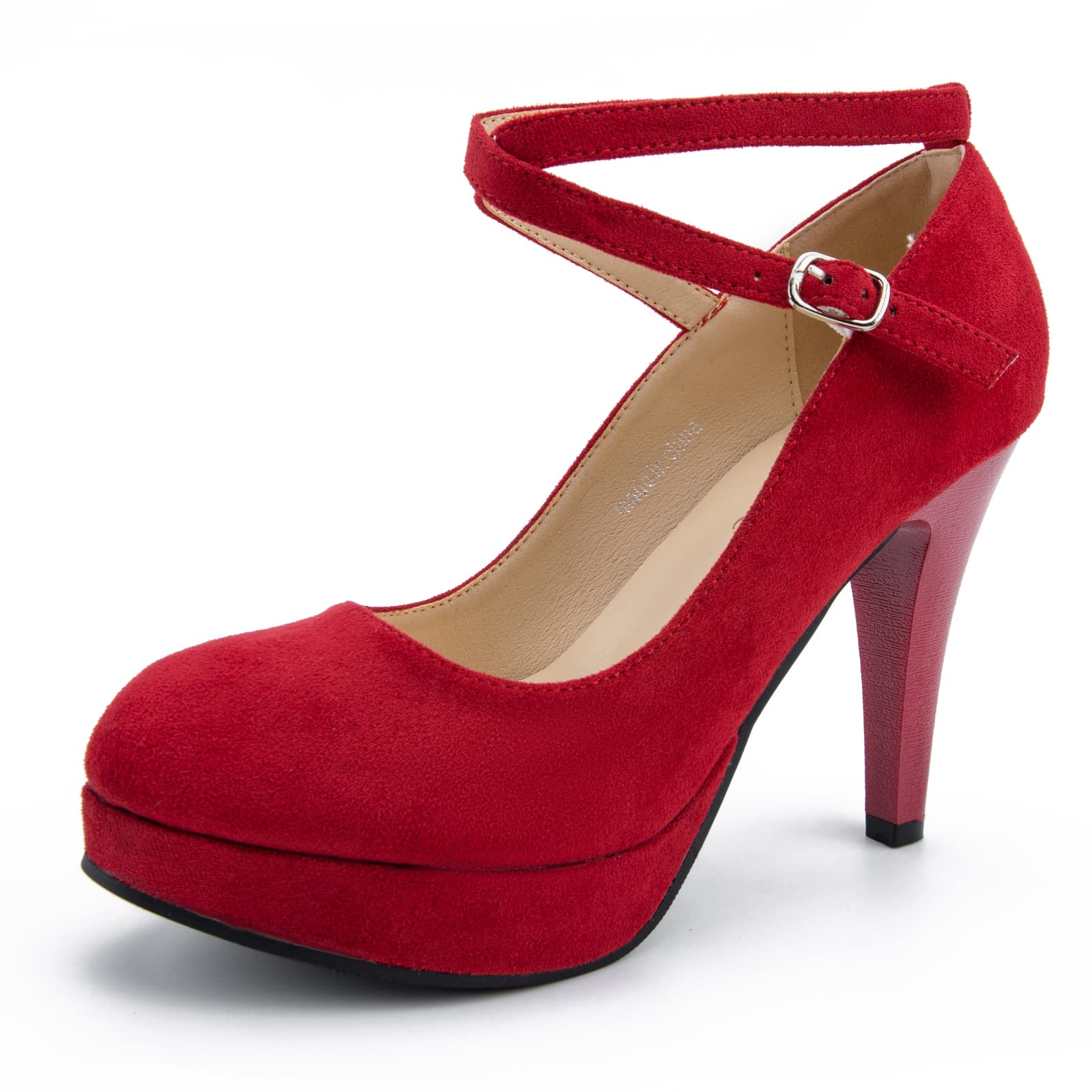 fereshte Women's Platform Pumps, Ankle Strap, High Heel, Closed Toe, Party Wedding Dress Shoes