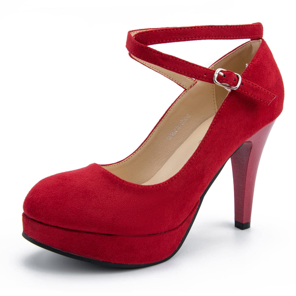 fereshte Women's Platform Pumps, Ankle Strap, High Heel, Closed Toe, Party Wedding Dress Shoes