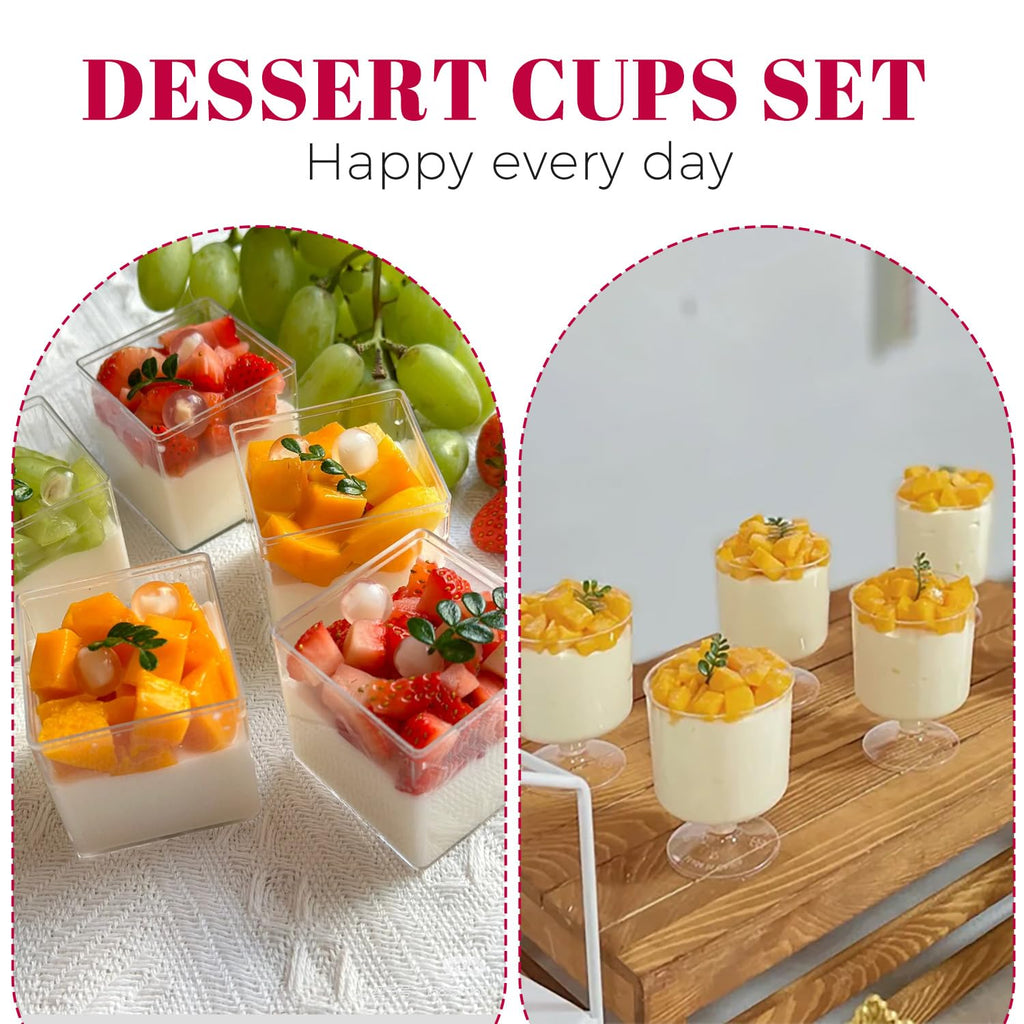 UrbanRoots 300 Pack Clear Plastic Dessert Cups(5 oz),Disposable Parfait Cups For Pudding, Fruit and Ice Cream,Mini Shooter Cups With Spoons For Party,appetizer cups