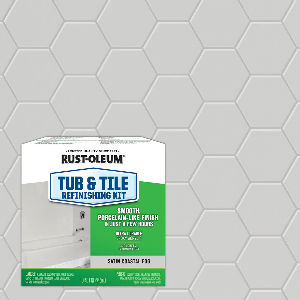 Rust-Oleum 384166 Tub And Tile Refinishing 2-Part Kit, Gloss Coastal Fog