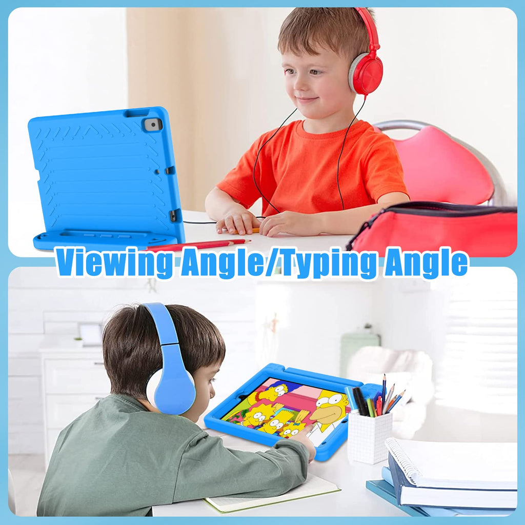 AVAWO Kids Case for iPad 10.2" 9th & 8th & 7th Generation, iPad 10.2 2021/2020/2019 Case with Built-in Screen Protector, Light Weight Shock Proof Handle Stand Friendly Cover for iPad 10.2" - Black