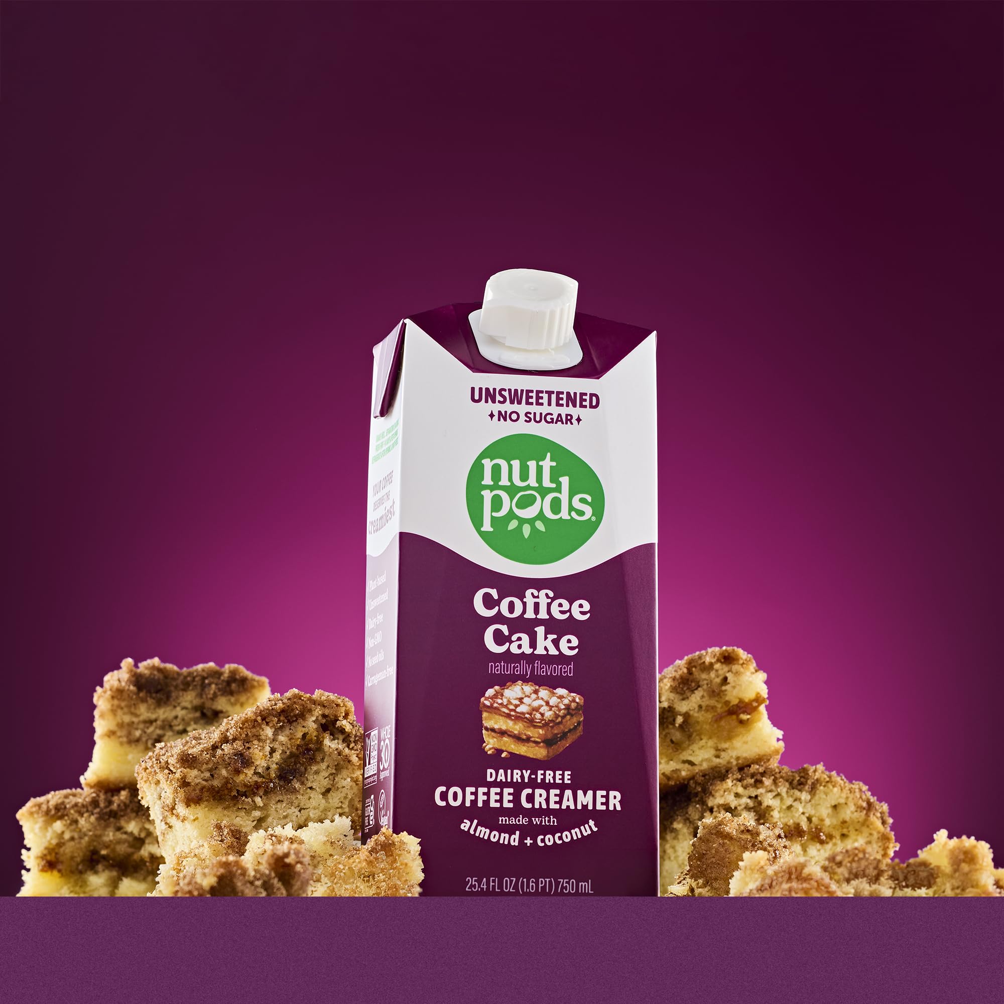 nutpods Coffee Cake Unsweetened Dairy-Free Creamer, Made from Almonds and Coconuts, Whole30, Keto, Gluten Free, Non-GMO, Vegan, Kosher (3-Pack)