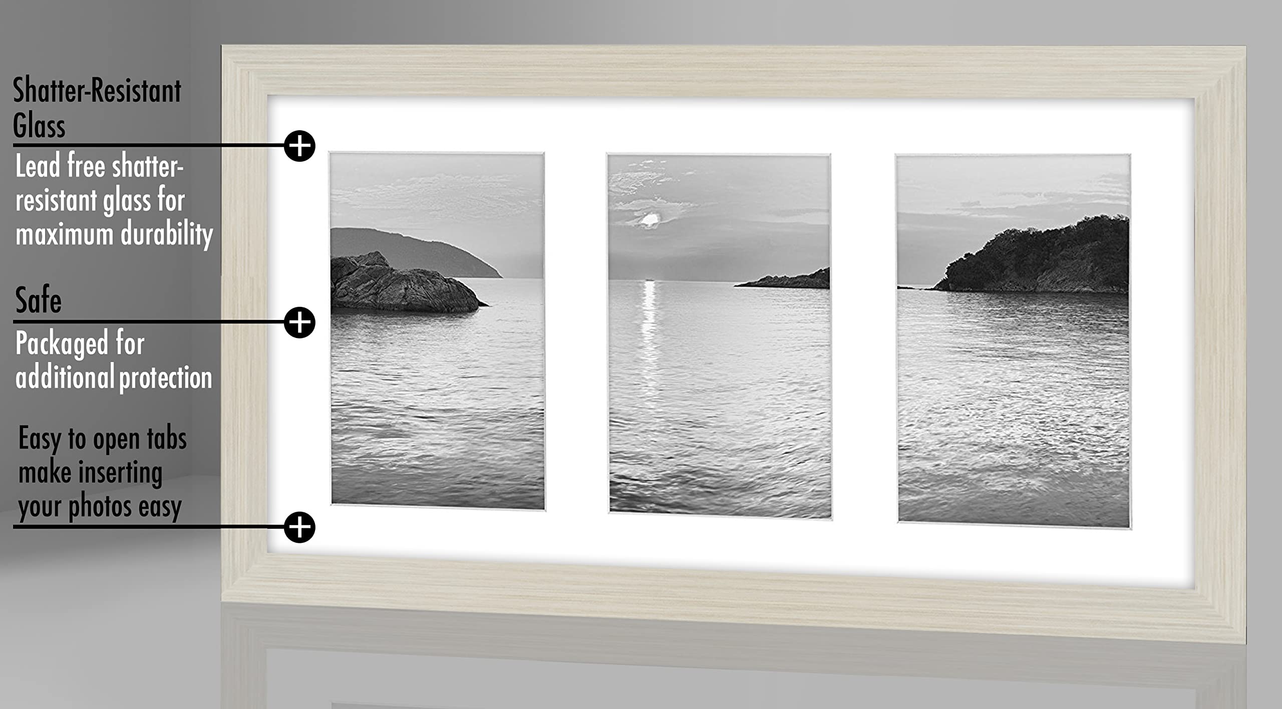 Americanflat 4x6 Double Picture Frame with Shatter-Resistant Glass - Fits Two 4x6 Photos or use as One 6x14 Frame - Signature Collection - Collage Frames for Tabletop and Wall Display - Black