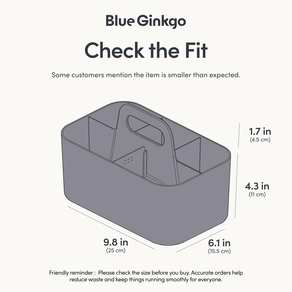 BLUE GINKGO Stackable Organizer Caddy – Korean-Made Portable Tote for Bathroom, Office, Crafts, or School Supplies (Long Rectangle, Blue)