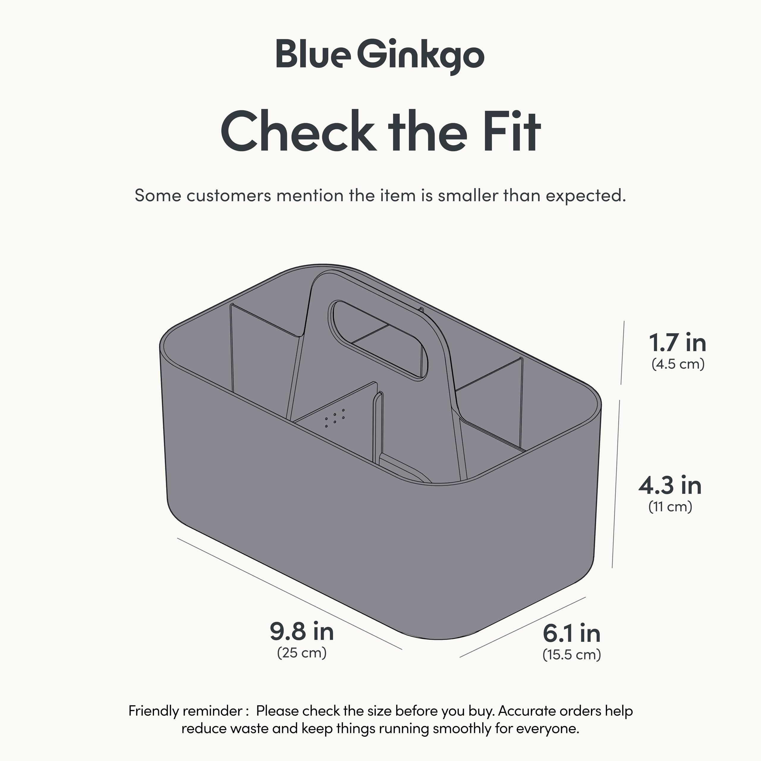BLUE GINKGO Stackable Organizer Caddy – Korean-Made Portable Tote for Bathroom, Office, Crafts, or School Supplies (Long Rectangle, Blue)