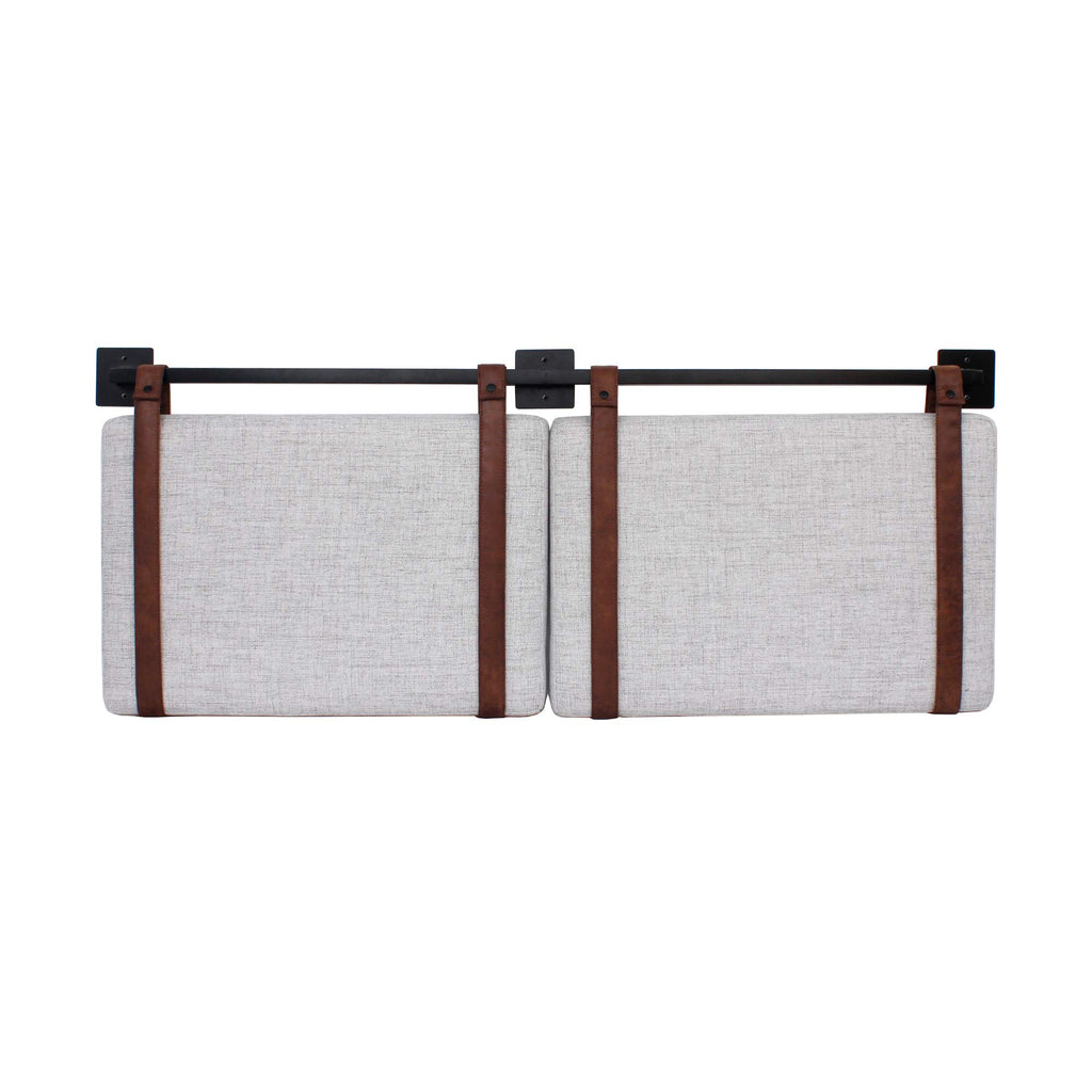 Nathan James Harlow Modern Wall Mount Hanging Headboard, Queen, Brown Faux Leather