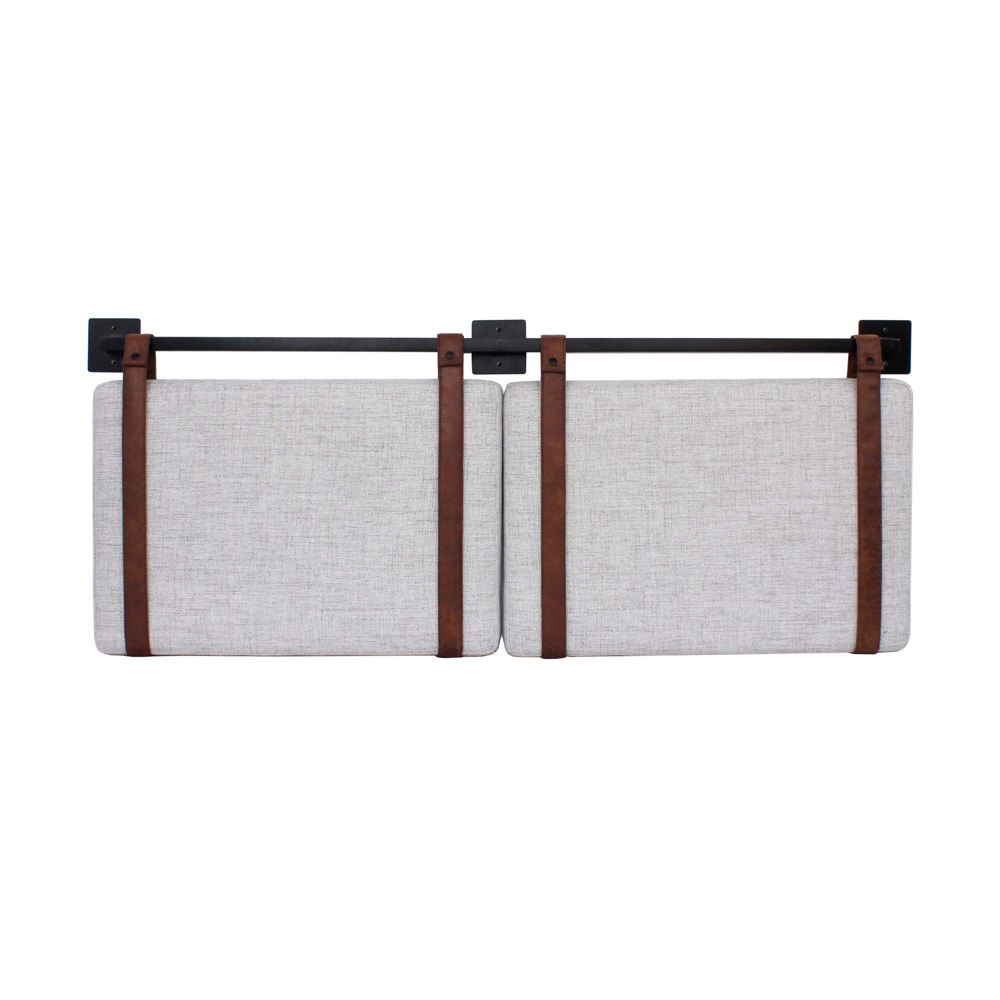 Nathan James Harlow Modern Wall Mount Hanging Headboard, Queen, Brown Faux Leather