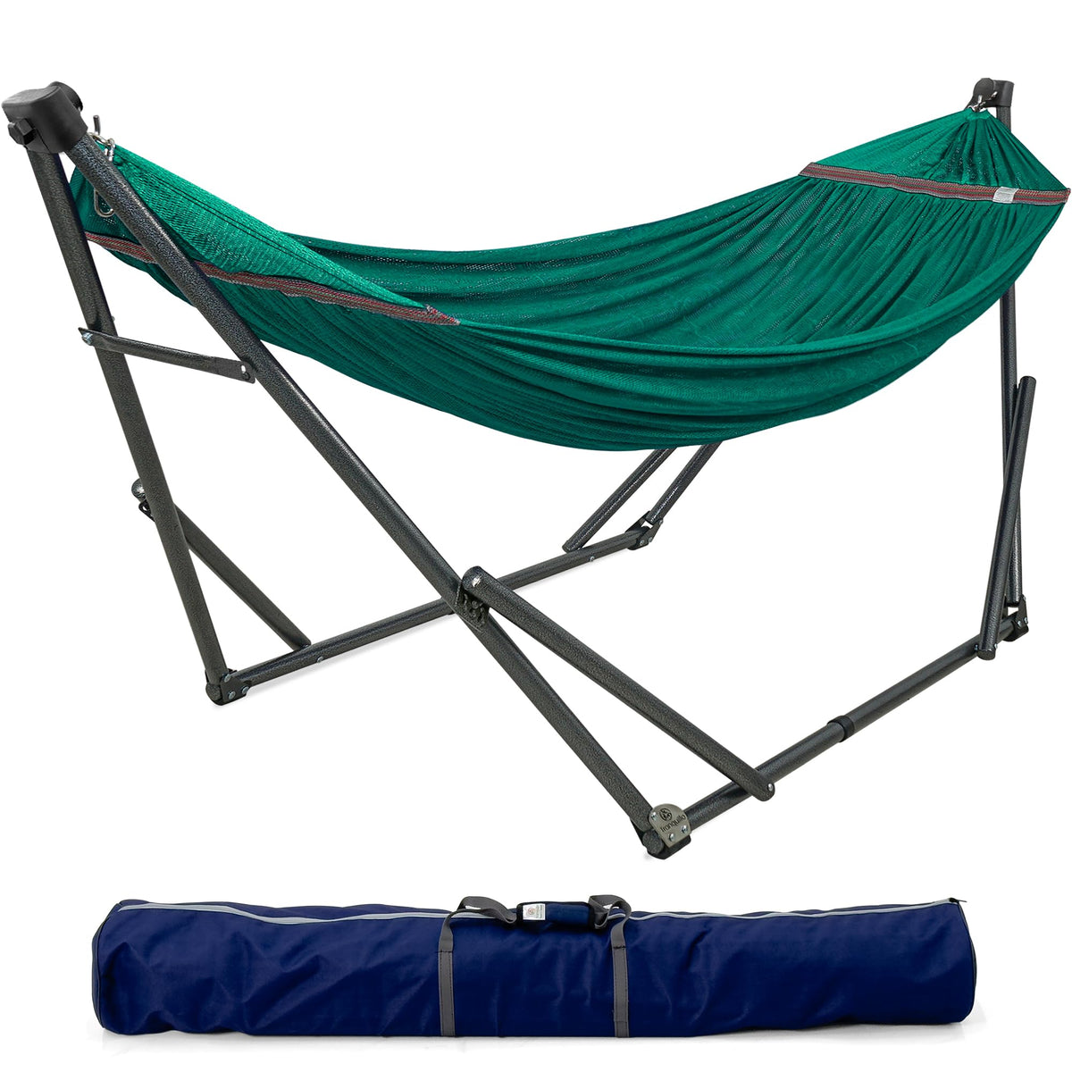 Tranquillo Unity Adjustable Hammock Stand, Hammocks Stands for The Garden, 800 lbs Capacity Steel Double Hammock Stand for 2 Persons, Premium Pre-Assembled Stand (Steel, Aegean)