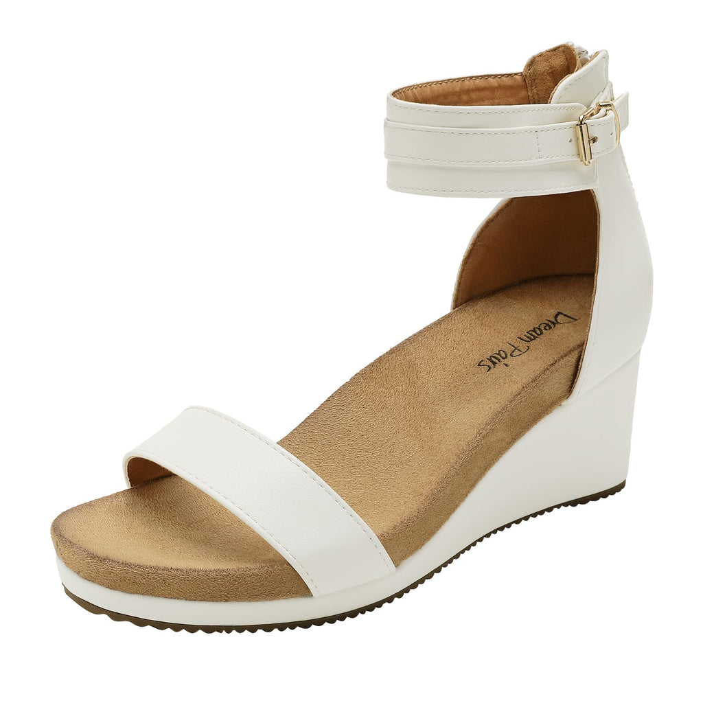 DREAM PAIRS Women's Open Toe Buckle Ankle Strap Platform Wedge Sandals Summer Shoes.
