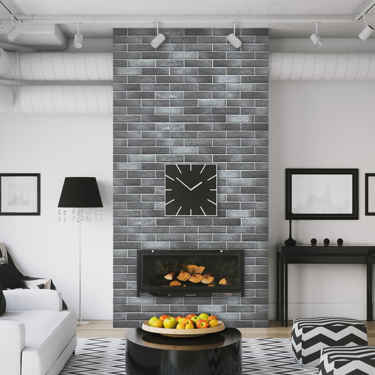 Old Town White Faux Brick Wall Tiles, 2 Pieces 3D Thin Brick Veneers