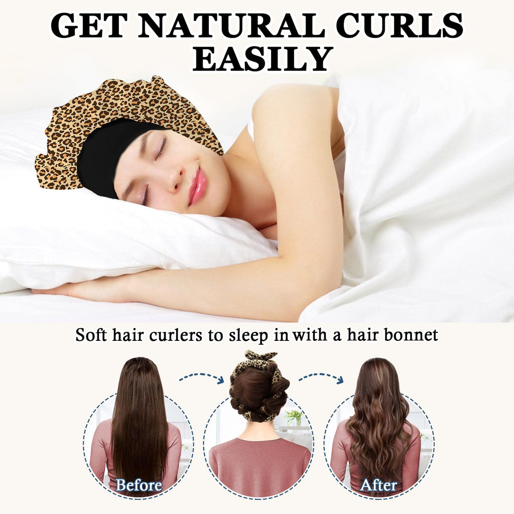 Gwabee Heatless Curls Overnight Hair Curler, 70" Soft Hair Curlers to Sleep In No Heat Curls Overnight, 9 PCS No Heat Curlers Set for Women - Blue