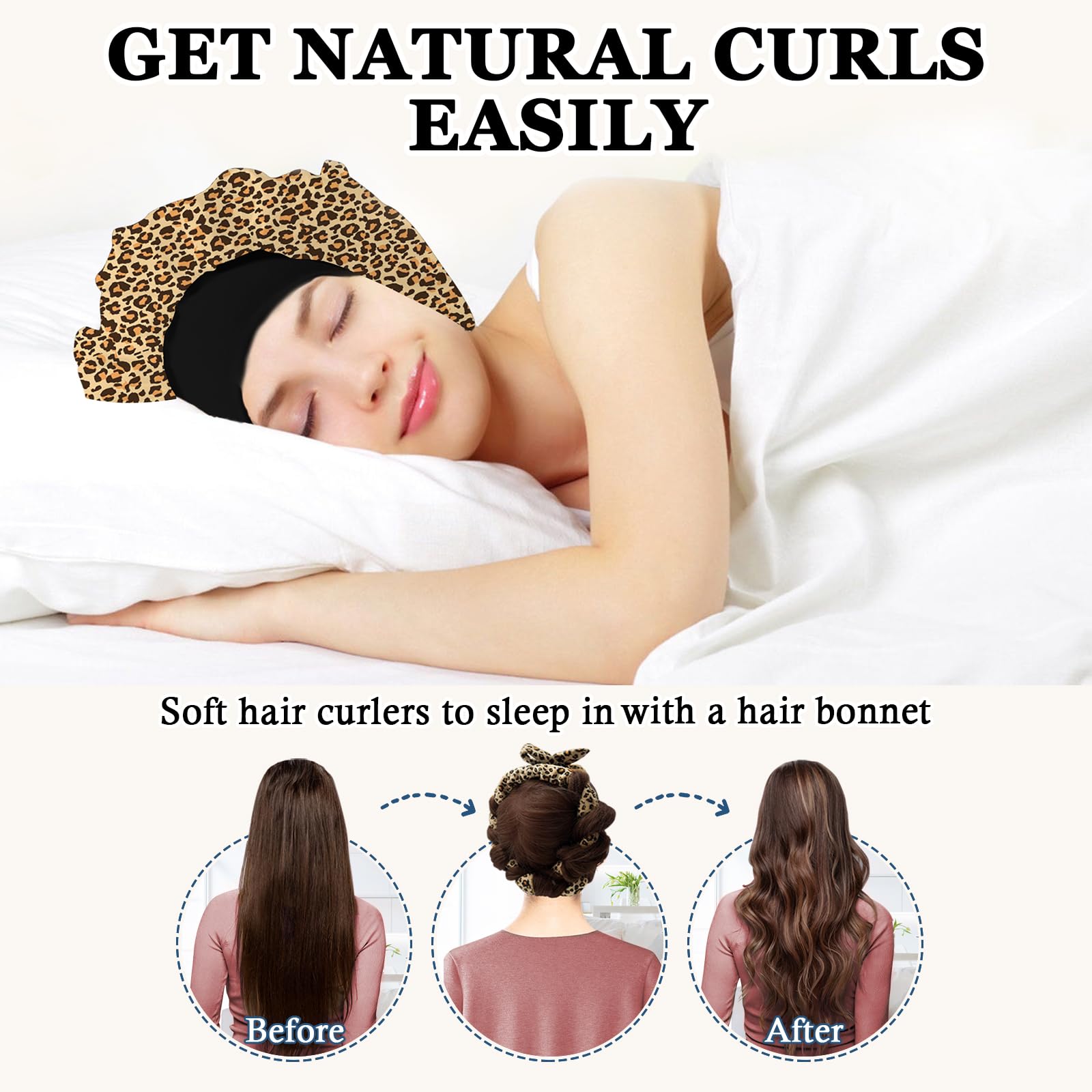 Gwabee Heatless Curls Overnight Hair Curler, 70" Soft Hair Curlers to Sleep In No Heat Curls Overnight, 9 PCS No Heat Curlers Set for Women - Blue