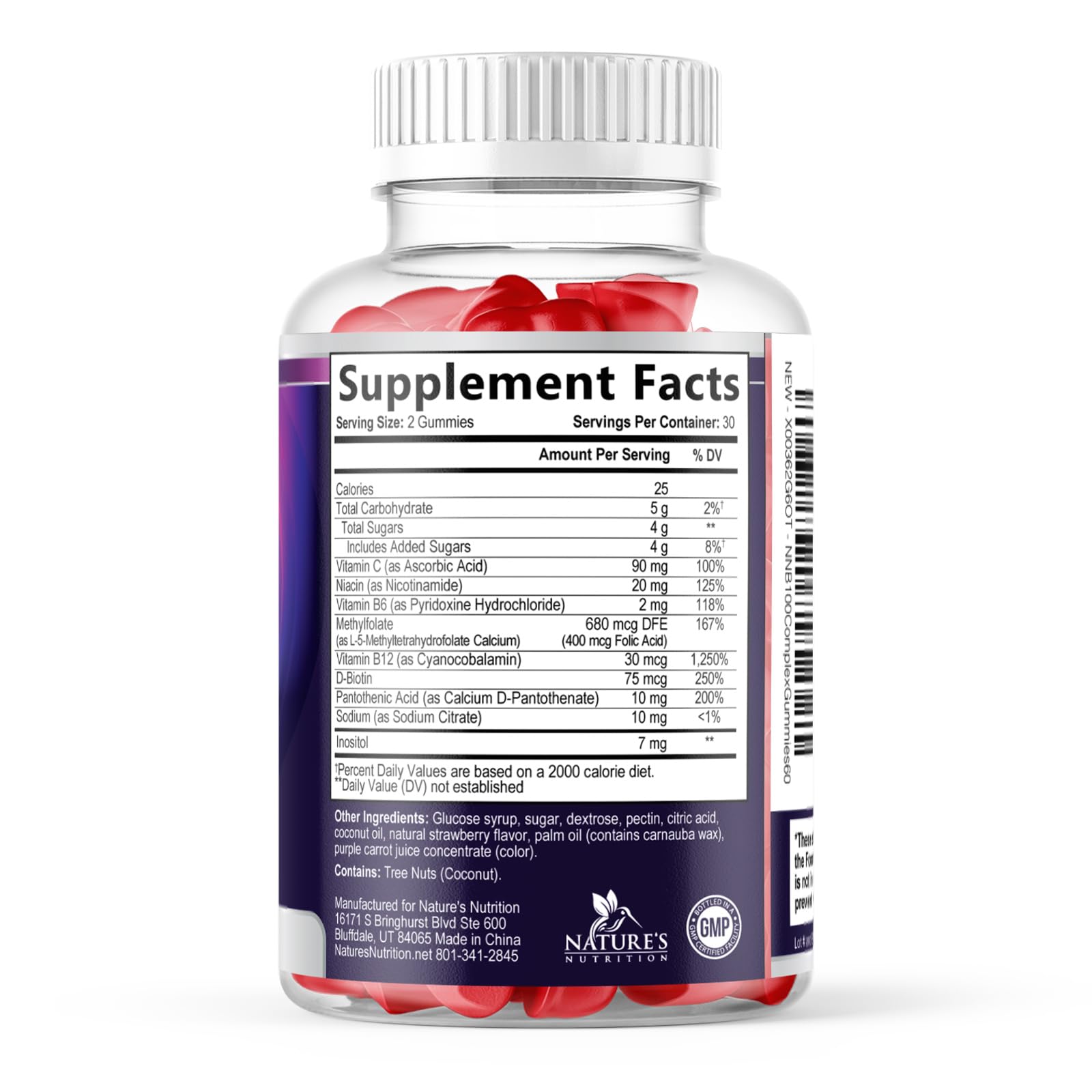 Vitamin B Complex Gummies - Extra Strength Super B Vitamin Gummy with Vitamin C, Immune Support for Men & Women - Energy and Brain Support Supplements with Folic Acid, Niacin, B6, B12 - 60 Gummies