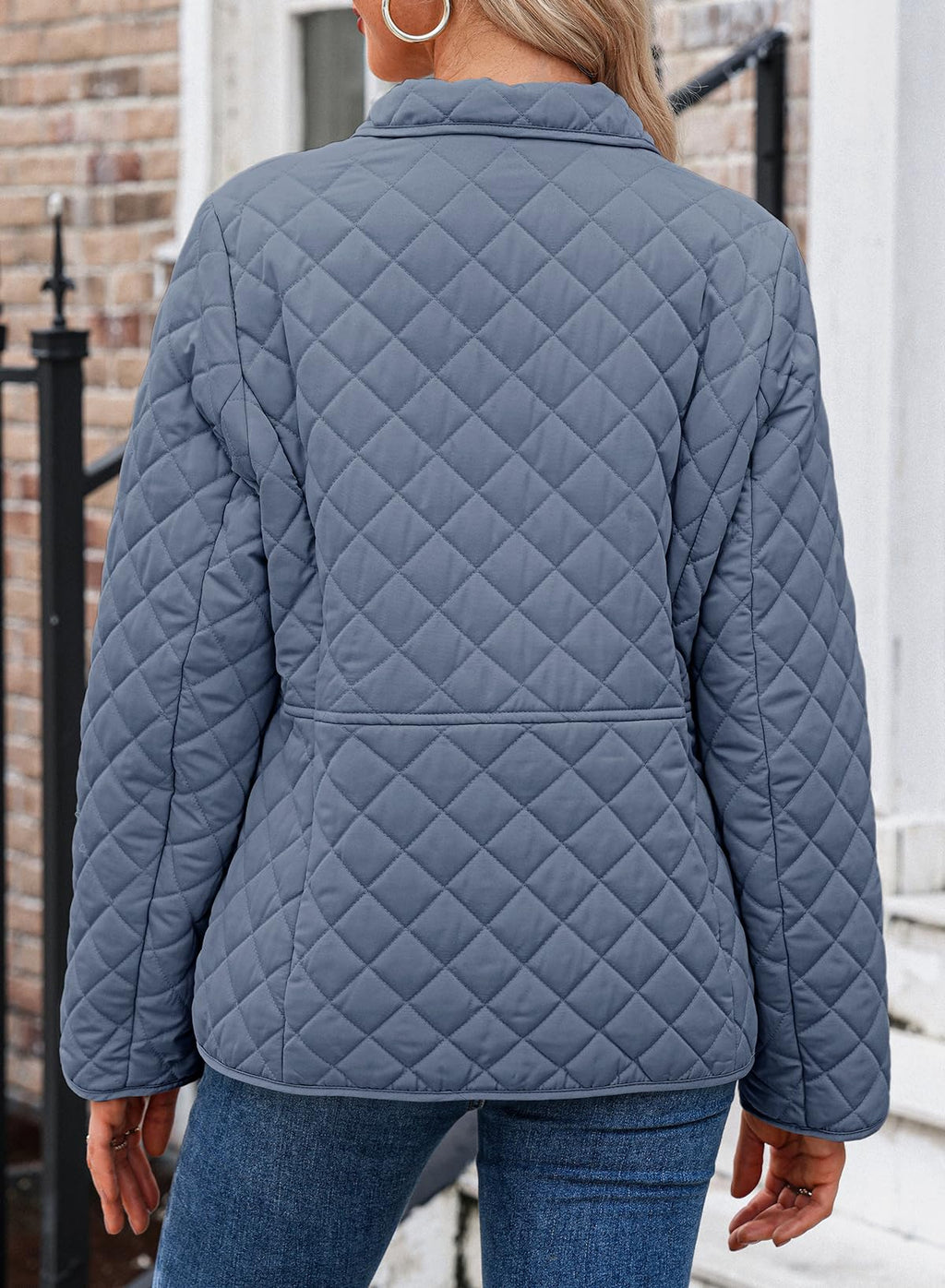 Dokotoo Women's Winter Quilted Jackets Long Sleeve Button Down Diamond Puffer Jacket Outerwear Coats with Pockets