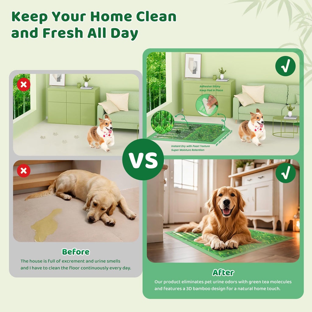 Puppy Pads 30 Count Small 22x22in Bamboo Training Pads Deodorizing Leakproof Quick Drying Dog Pee Pads Super Absorbent Disposable Pee Pads for Dogs Puppies, Doggie, Cats, Rabbits