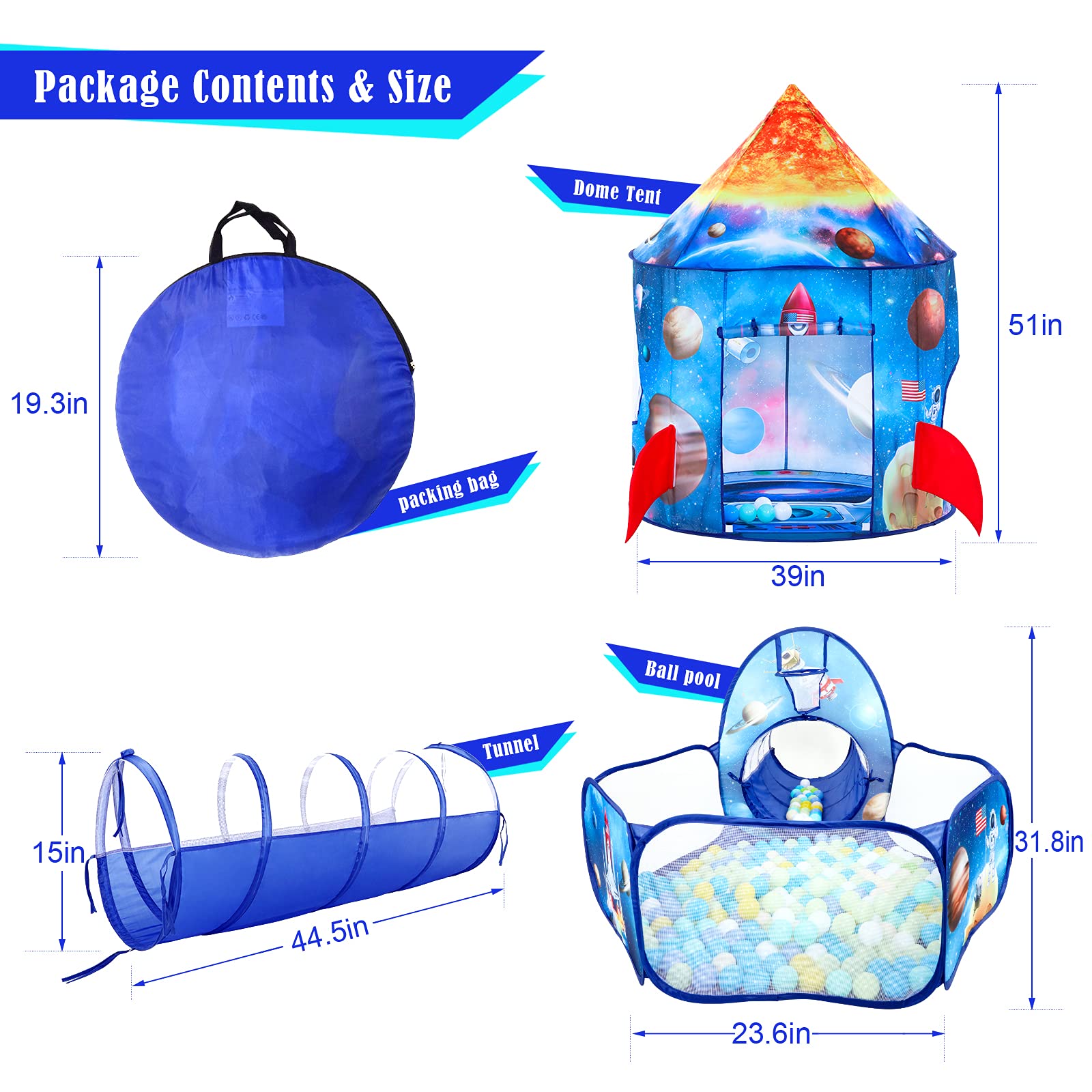 GeerWest 3PC Dinosaur Tent for Girls with Kids Ball Pit, Kids Play Tents and Crawl Tunnel for Toddlers, Pink Pop Up Playhouse Toys for Baby Indoor& Outdoor Tent Games, Birthday Kid’s Gifts