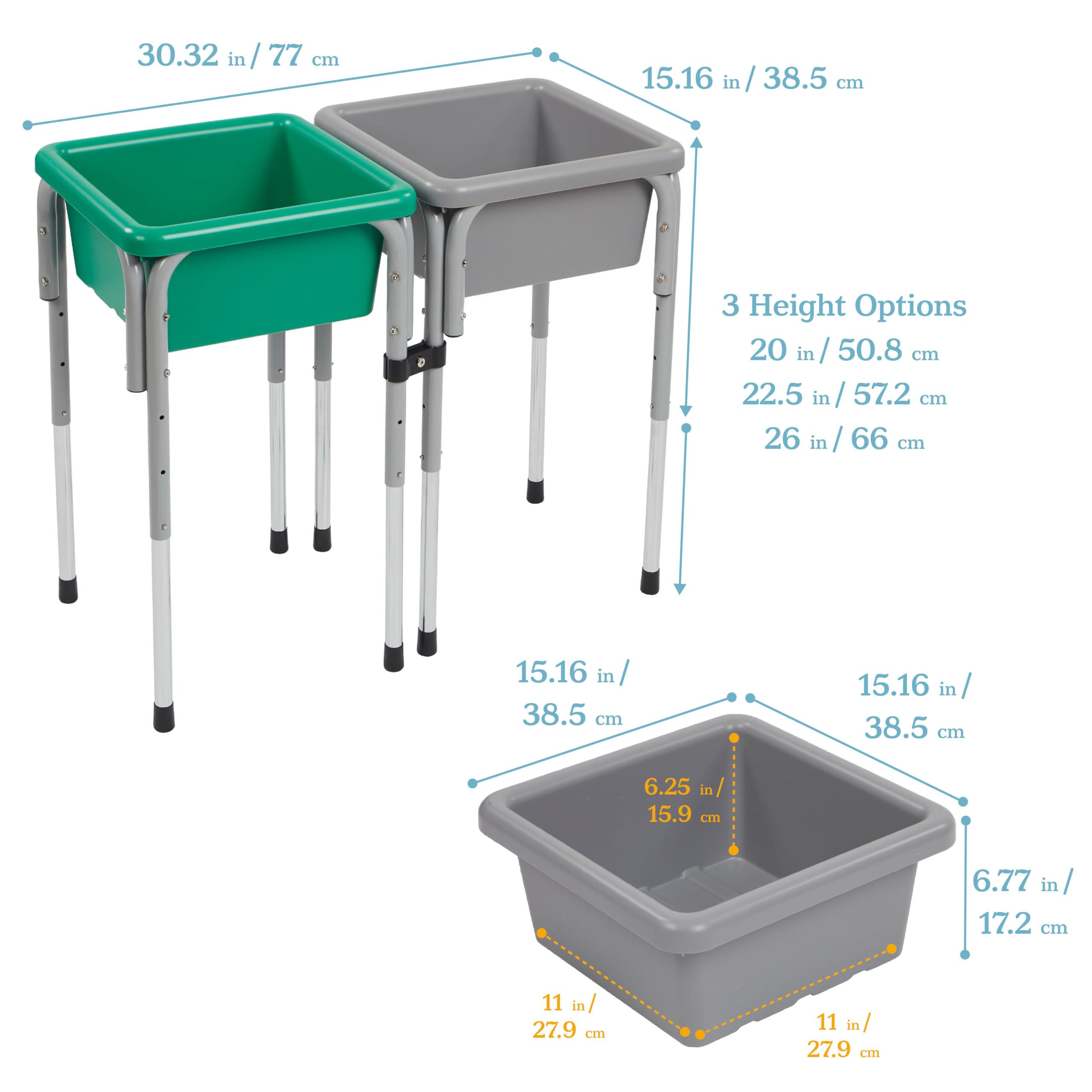 ECR4Kids 2-Station Sand and Water Adjustable Play Table, Sensory Bins, Blue/Red