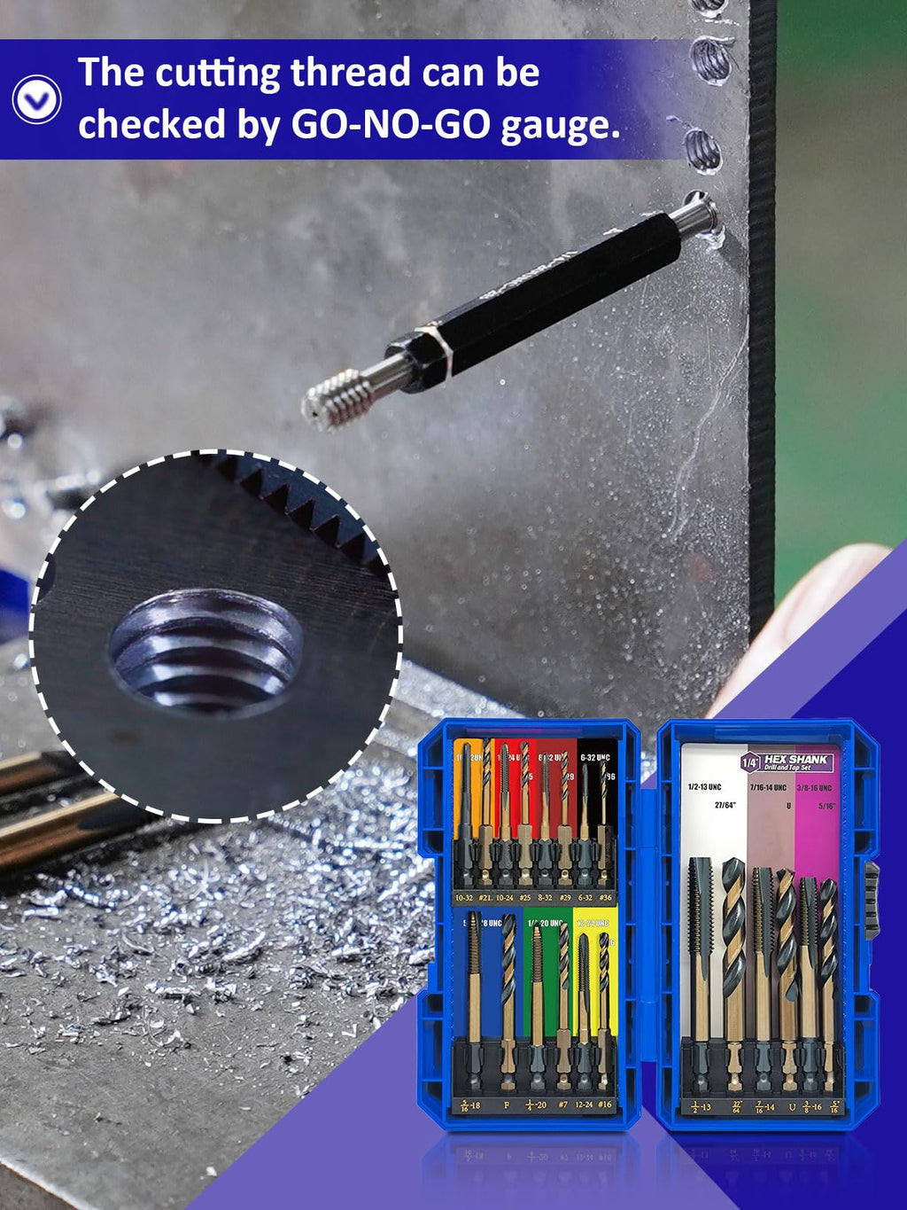 JEFE HEX 1/4-20 UNC Hex Shank Taps for Metal | MRO & Industrial Use | Quick-Change | Impact Driver (5pcs)