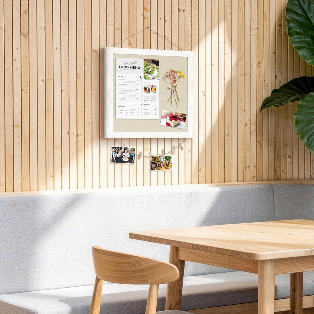 DOLLAR BOSS Black Cork Board with Linen Double-Sided 16''X 12'', Black Cork Boards for Walls, Wood Frame Bulletin Board Hanging Pin Board, Cork Board for Office Home School 1-Pack