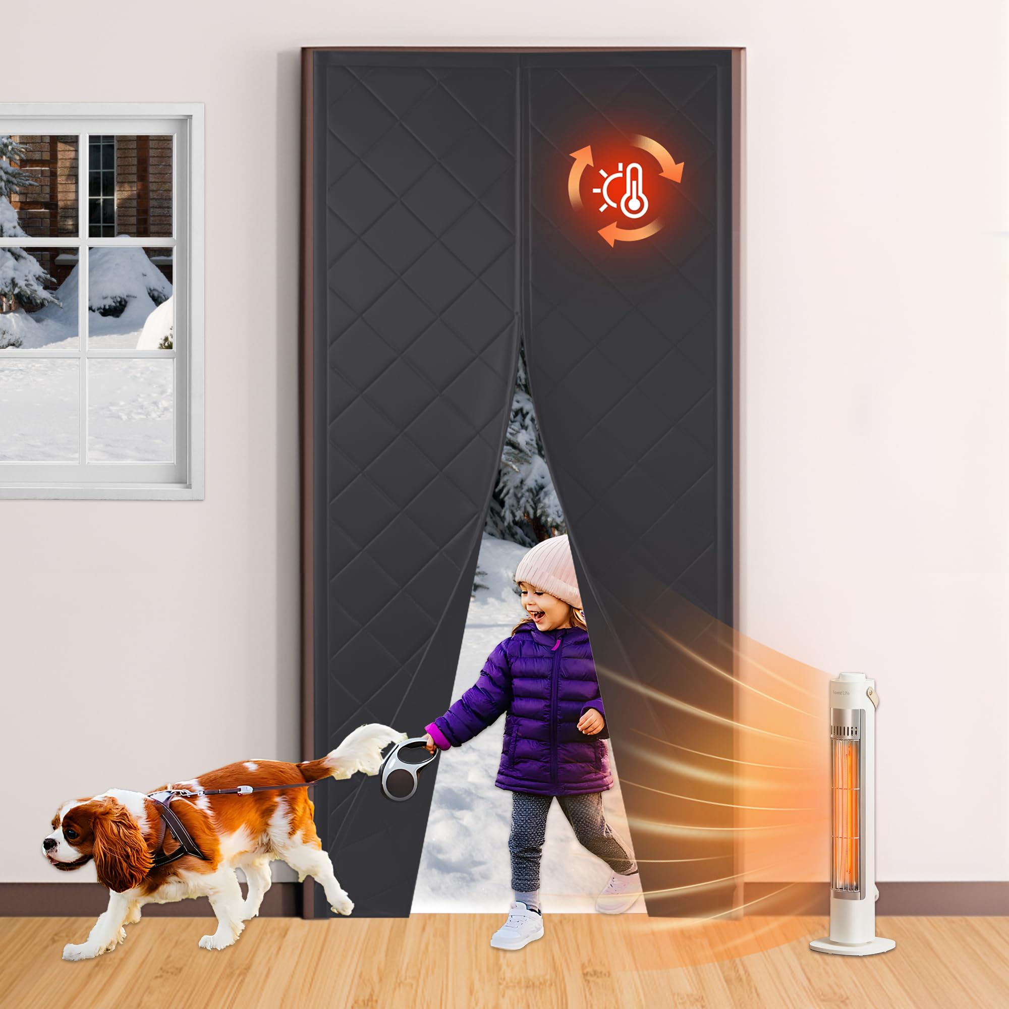 RYB HOME Summer Heat Blocking Thick Quilted Insulated Curtains, Thermal Insulated Curtains Room Divider for Energy Saving Window Treatment for Bedroom Living Room, W32 x L80, Black, 1 Panel