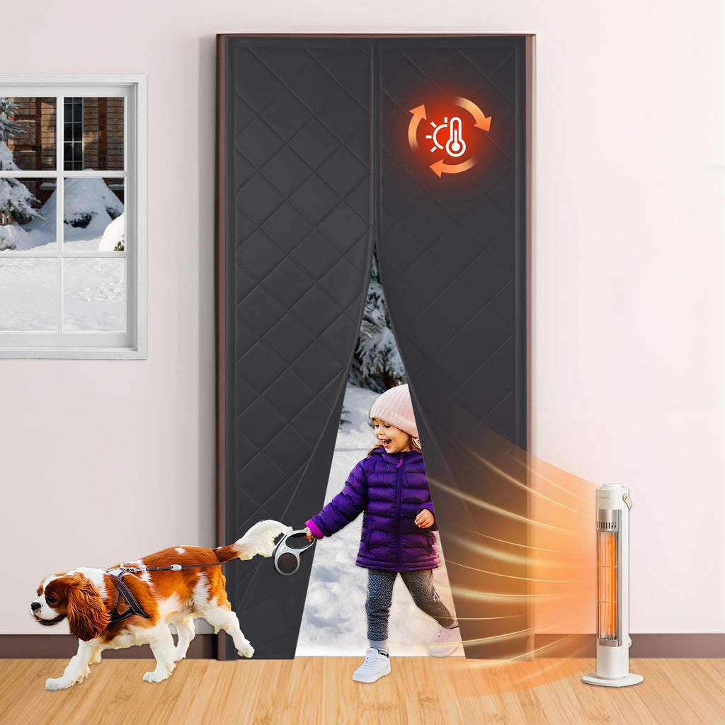 RYB HOME Summer Heat Blocking Thick Quilted Insulated Curtains, Thermal Insulated Curtains Room Divider for Energy Saving Window Treatment for Bedroom Living Room, W32 x L80, Black, 1 Panel