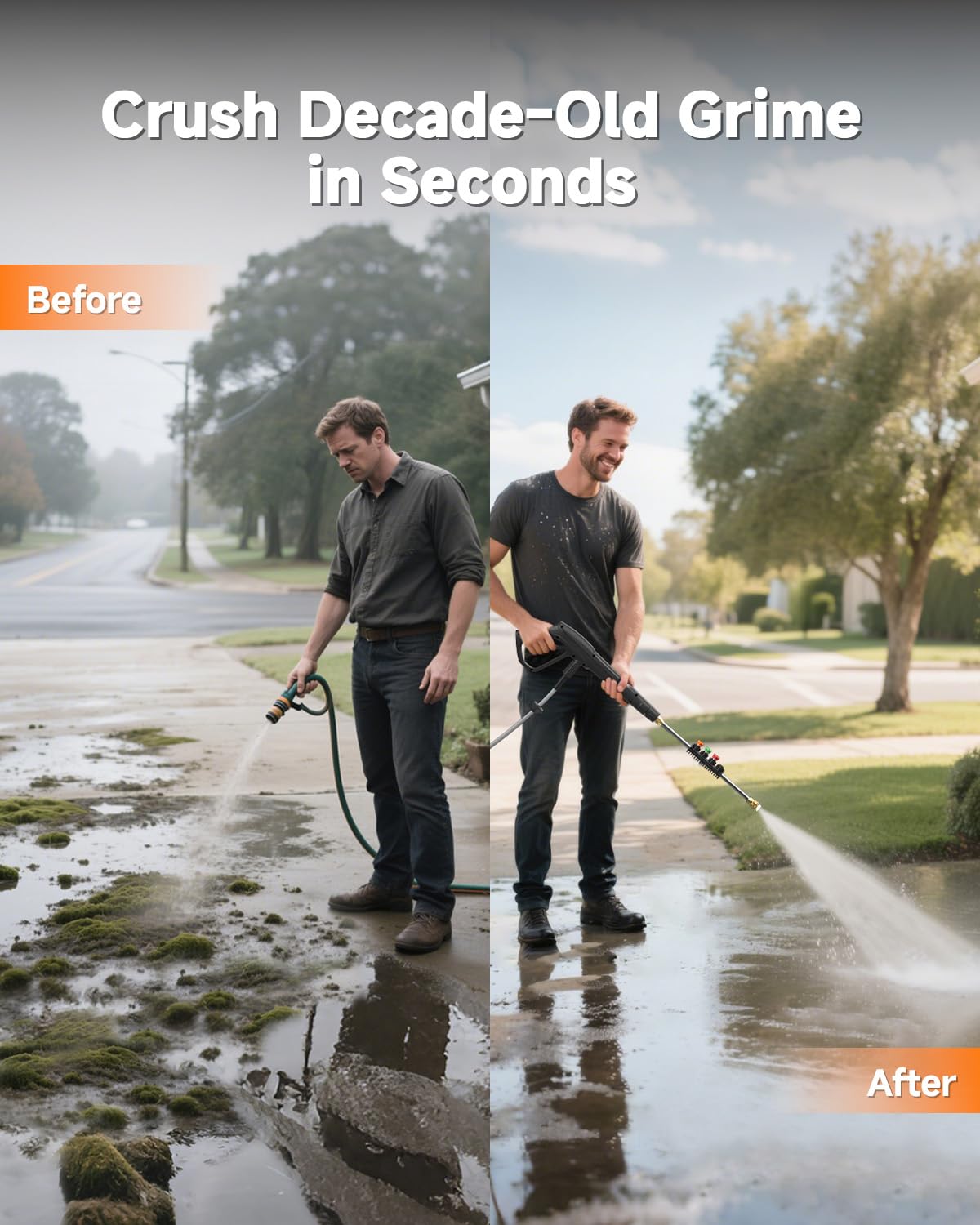 Giraffe Tools Grandfalls Retractable Wall Mounted Pressure Washer Pro, 3700 PSI, 1.6 GPM Electric Power Washer, Automatic Rewind, 100ft Pressure Hoses, 5 Nozzles for Cars/Fences/Patios, Dark Silver