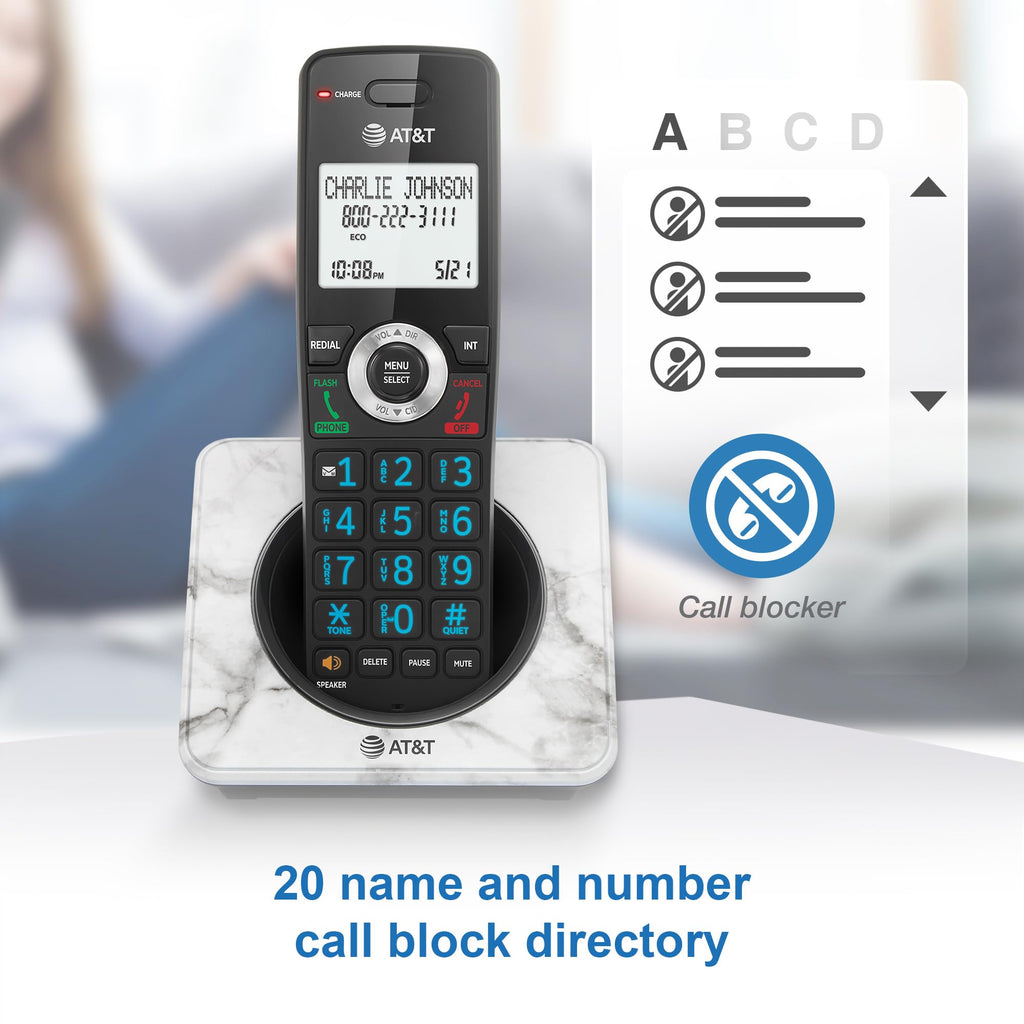 AT&T Landline Home Phone with Call Blocker, Caller ID/Call Waiting, Full-Duplex Handset Speakerphone, Backlit Keypad & Display, Rechargeable Battery, ECO Mode, DECT 6.0: GL2101-11