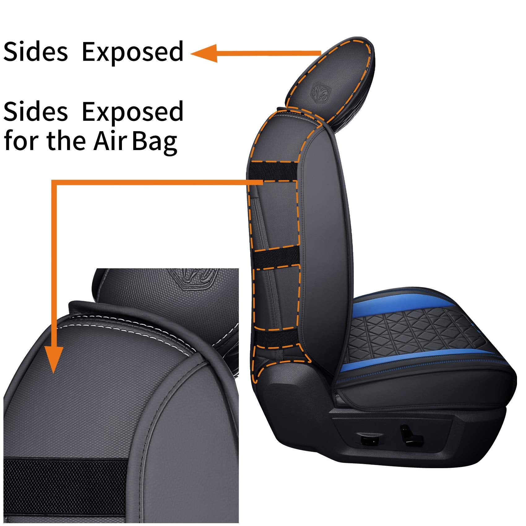 YIERTAI Dodge RAM Seat Covers Fit for 2009-2023 2024 2025 2026 1500/2500/3500HD Pickup Front Seats Only Crew Double Cab Quad Cab Waterproof Leather Seat Covers(2 PCS Front only/Black)
