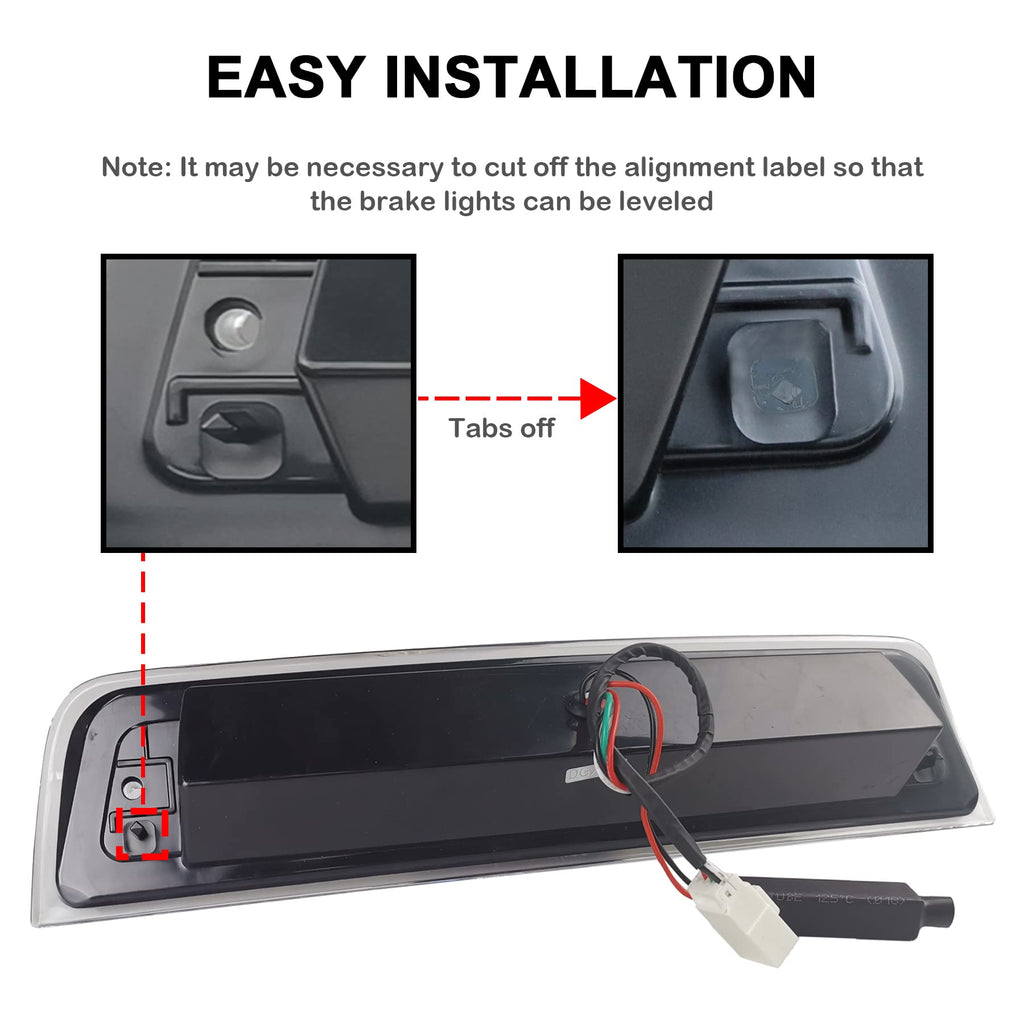 Tresound For 1994-2001 Dodge Ram 1500/2500/ 3500 Third 3rd LED Brake Light Cargo Lamp High Mount Brake Light Replacement (Black+ Smoke Lens)