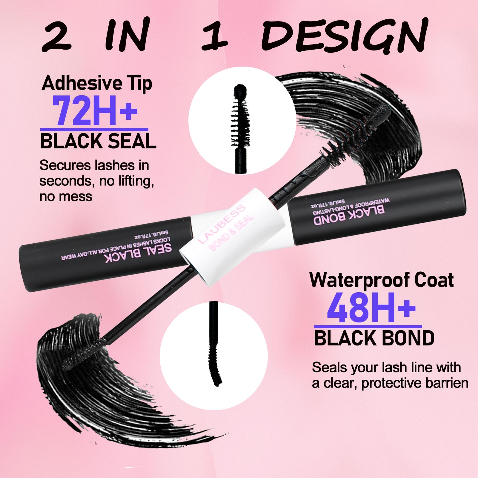 Lash Bond and Seal Mascara for Long Lasting Waterproof Eyelash Extensions - 5ml+5ml