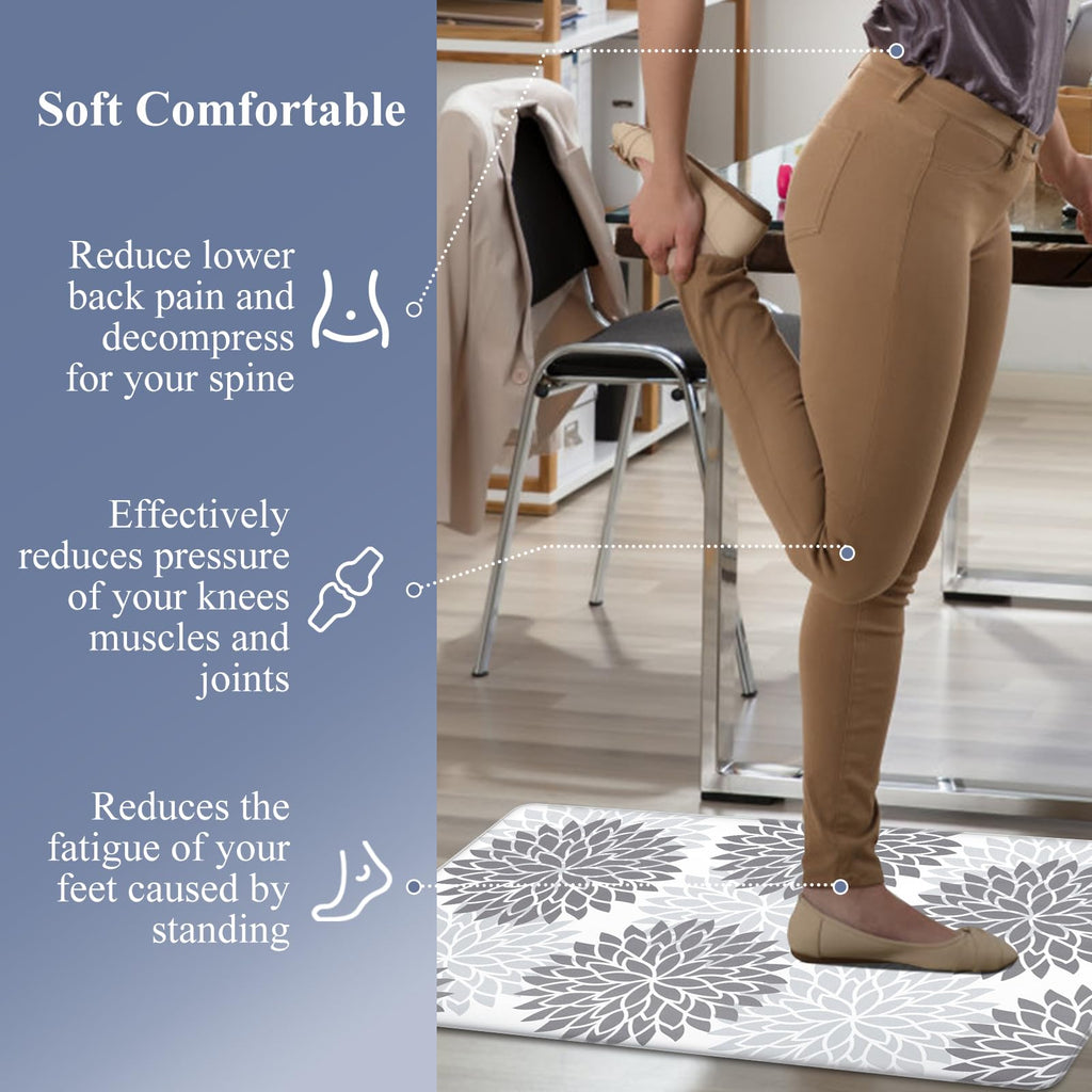 HEBE Anti Fatigue Kitchen Rugs Sets of 2, Non Slip Kitchen Mats for Floor, Waterproof Cushioned Comfort Standing Carpet for Kitchen Sink, Home Office, Laundry Room