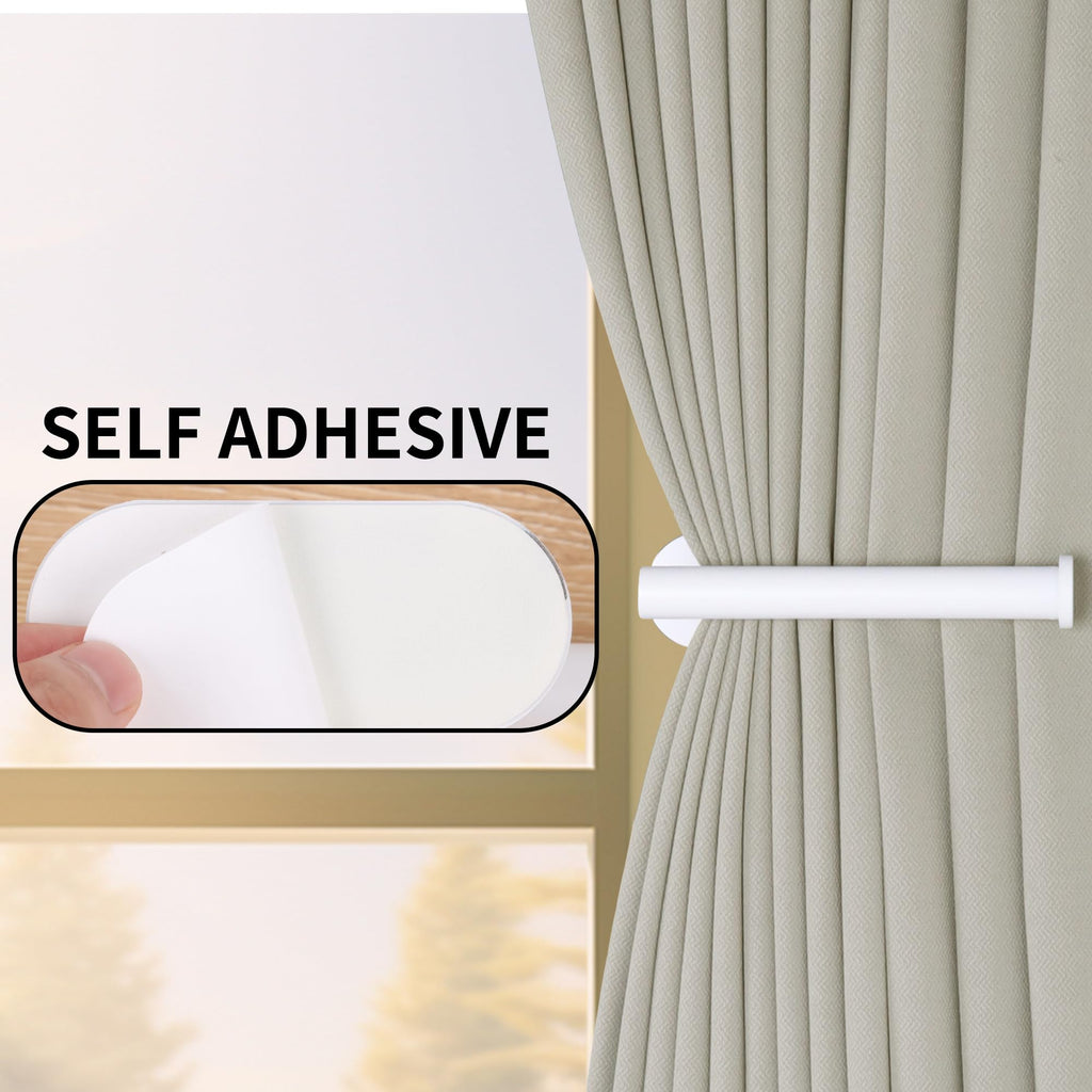 Groleca 2 Pack Adhesive Curtain Holdbacks Curtain Tie Backs Curtain Holdbacks No Drill Curtain Pull Backs Adhesive Curtain Hooks Curtain Holders for Drapes (2, Black)