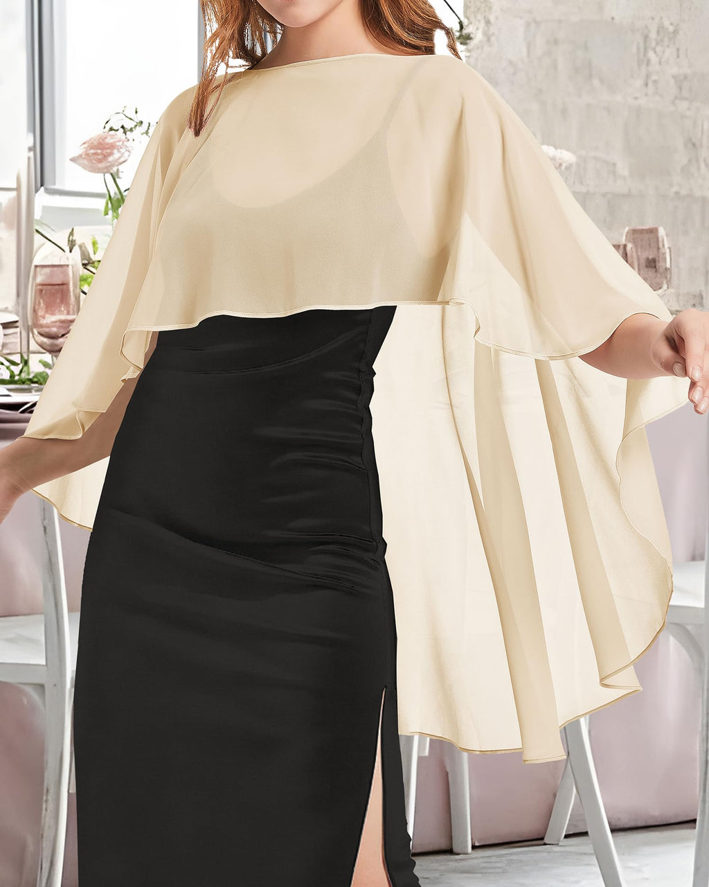 Womens Capelets Shawls and Wraps for Evening Dress Chiffon Capes Wedding Cover Up