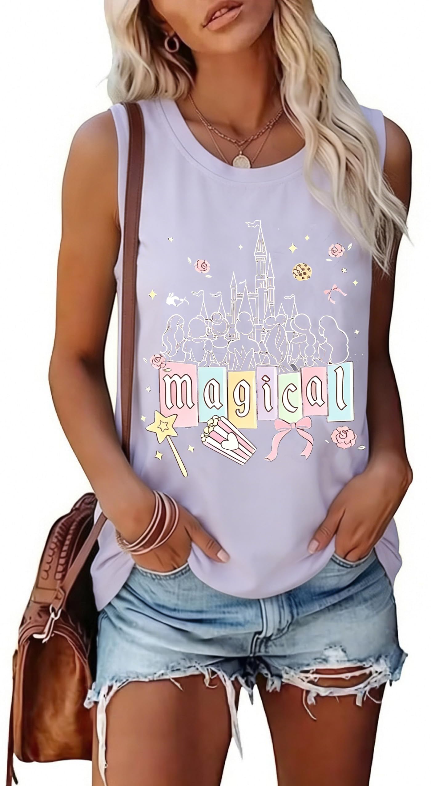 Magic Castle Tank Women Magic Kingdom Graphic Vest Summer Casual Vacation Sleeveless Tanks Tops