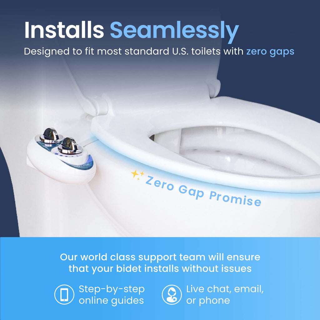 LUXE Bidet NEO 120 - Single Nozzle, Self-Cleaning, Non-Electric Bidet Attachment for Toilet Seat, Adjustable Water Pressure, Rear Wash (Blue)