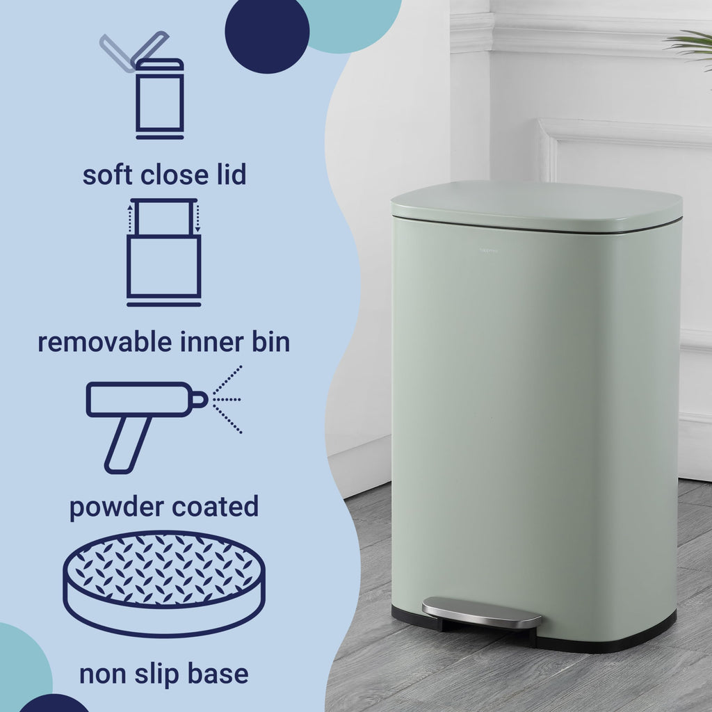 happimess HPM1006B Connor Rectangular 13-Gallon Trash Can with Soft-Close Lid and Free Mini Trash Can, Fingerprint Resistant, Modern, Minimalistic for Home, Kitchen, Office, Bathroom, Black